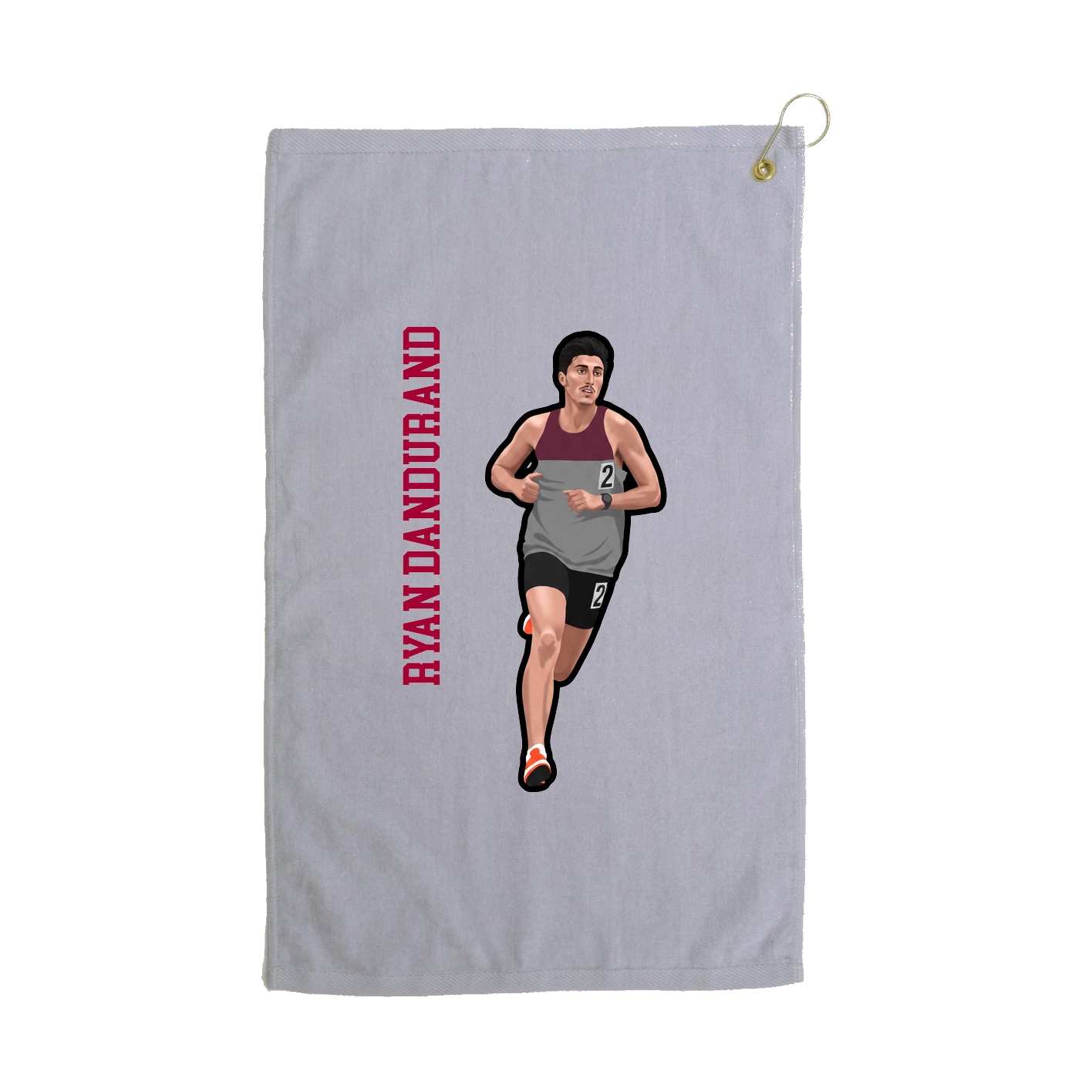 Golf Towel — Name Vertical in Grey