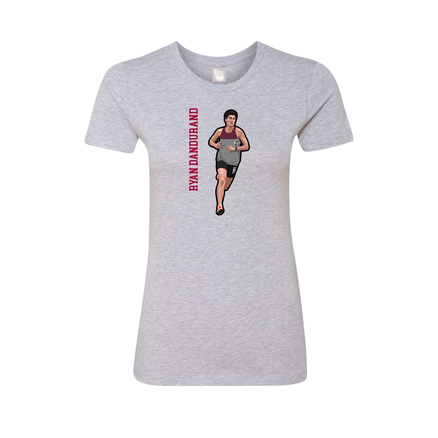 Fitted Women's Tee — Name Vertical in Grey