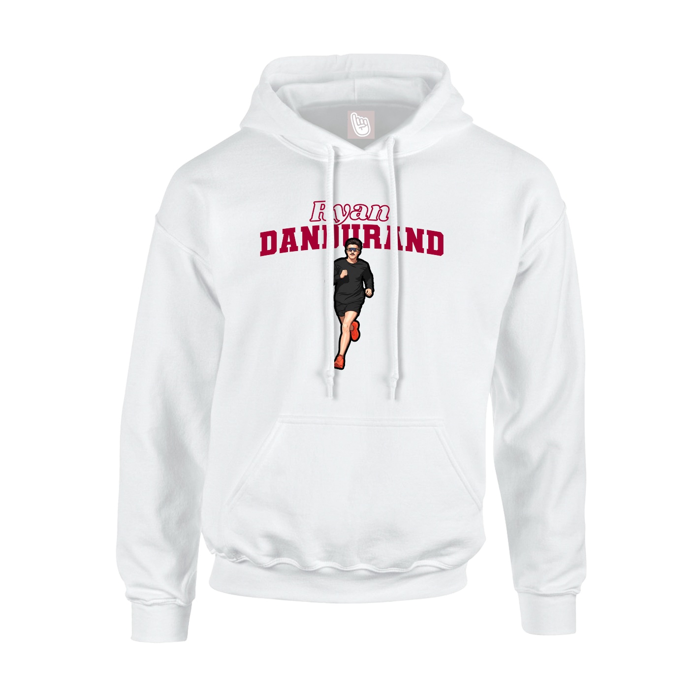 Youth Hoodie — Name Arch in White