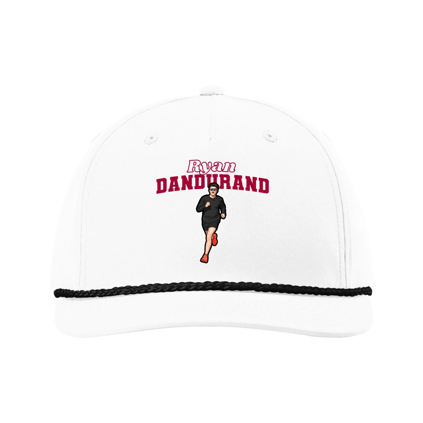 Five-Panel Classic Rope Cap — Name Arch in White