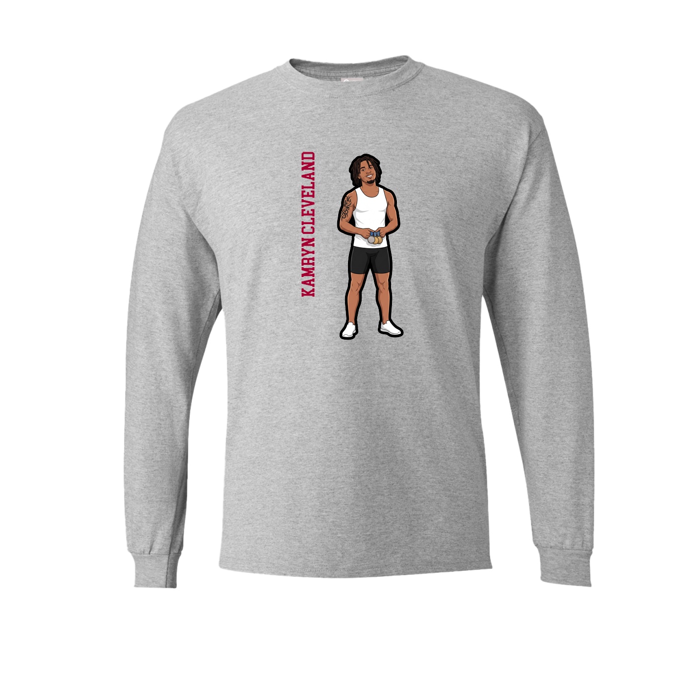 Long Sleeve Tee — Name Vertical in Grey