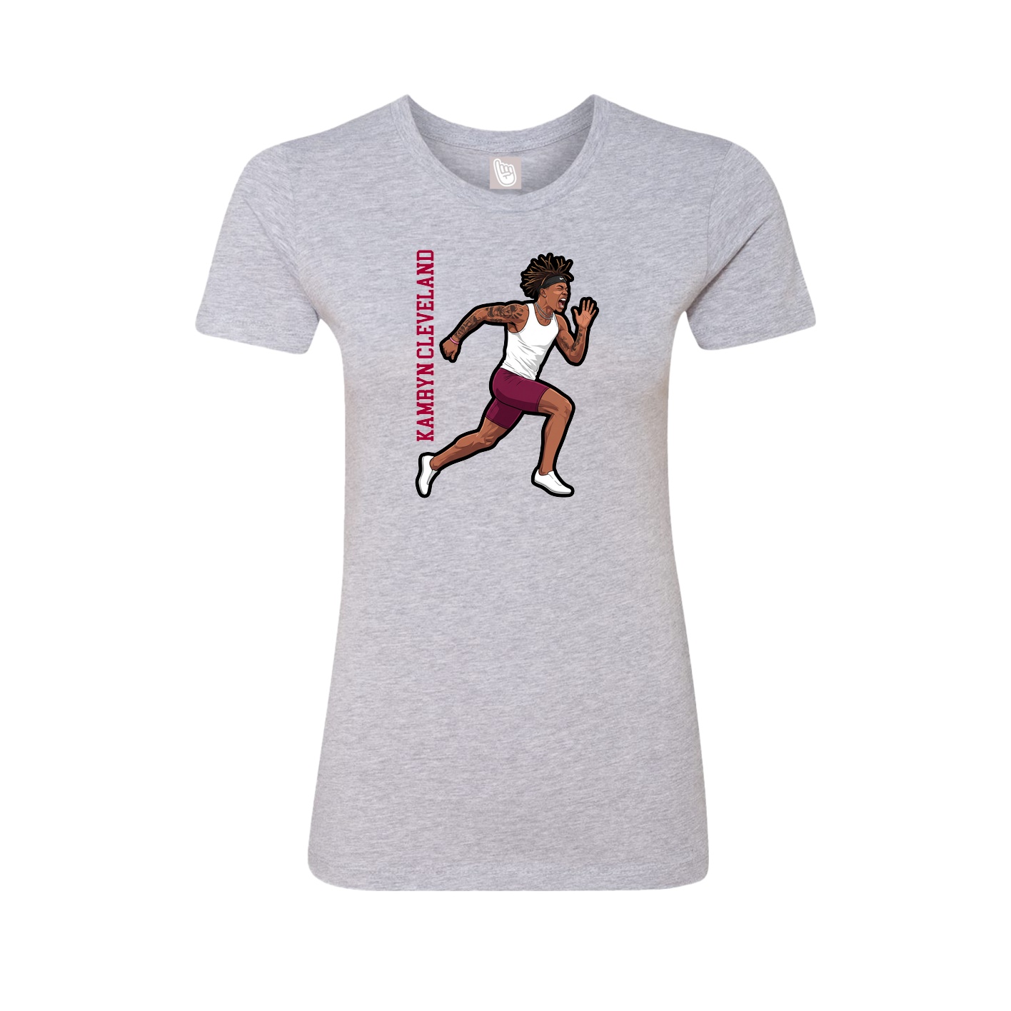 Fitted Women's Tee — Name Vertical in Grey