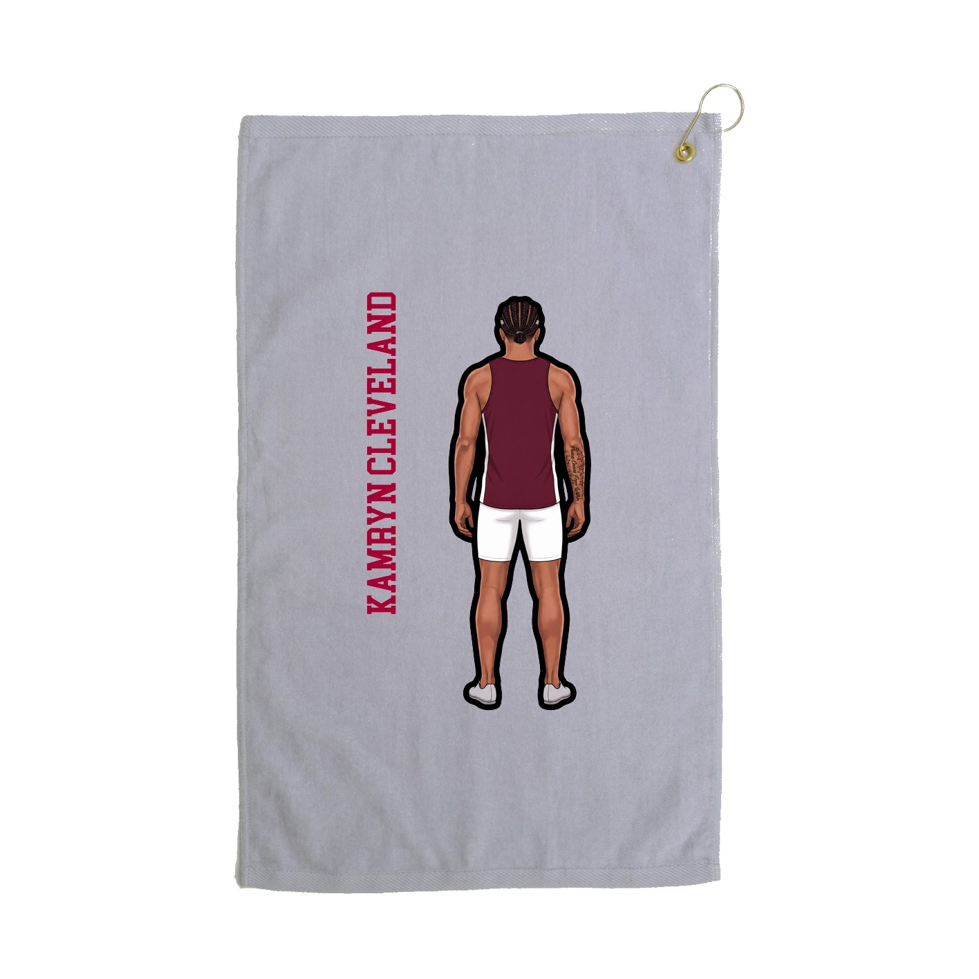 Golf Towel — Name Vertical in Grey