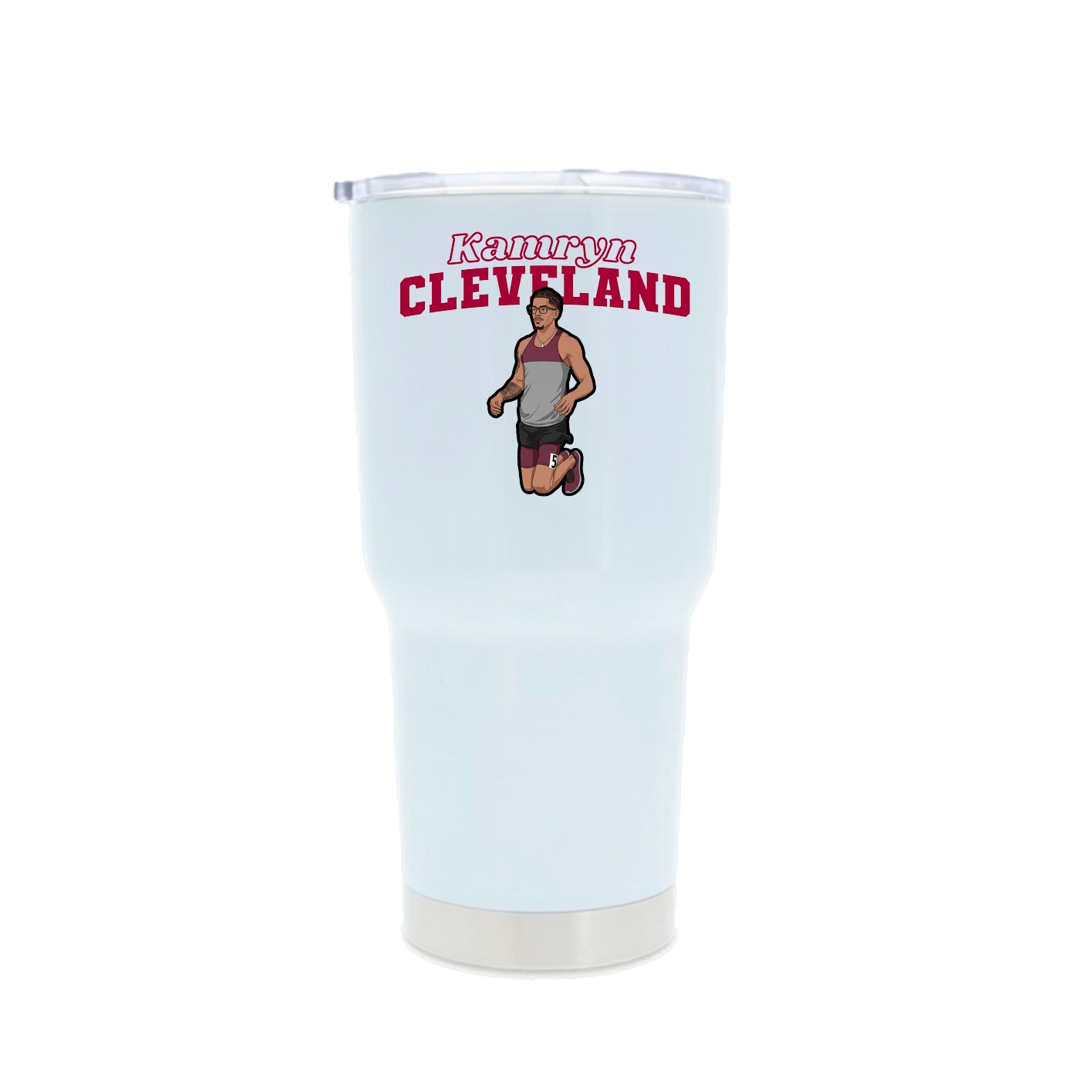 30oz Stainless Steel Tumbler — Name Arch in White