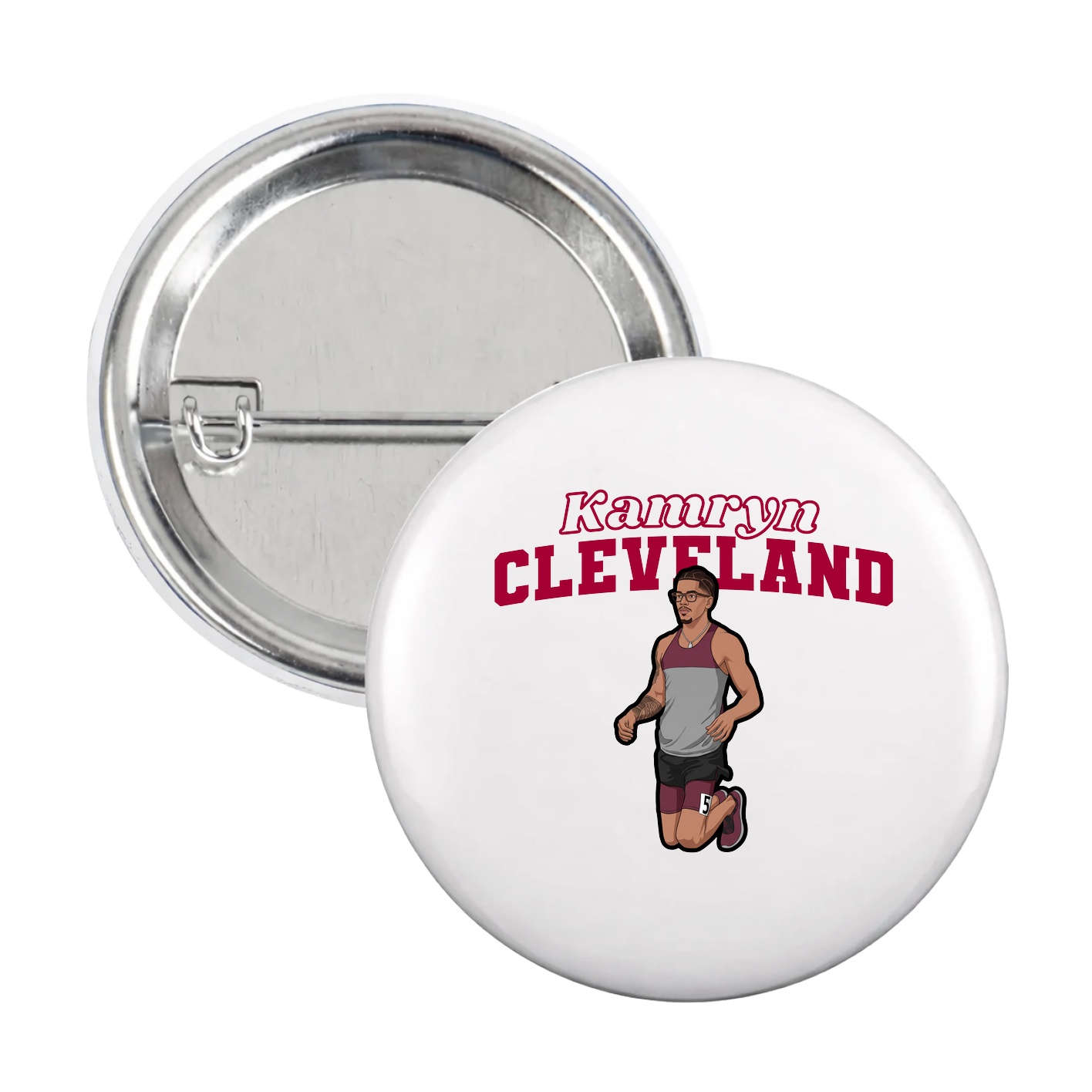 Game Day Button — Name Arch in White