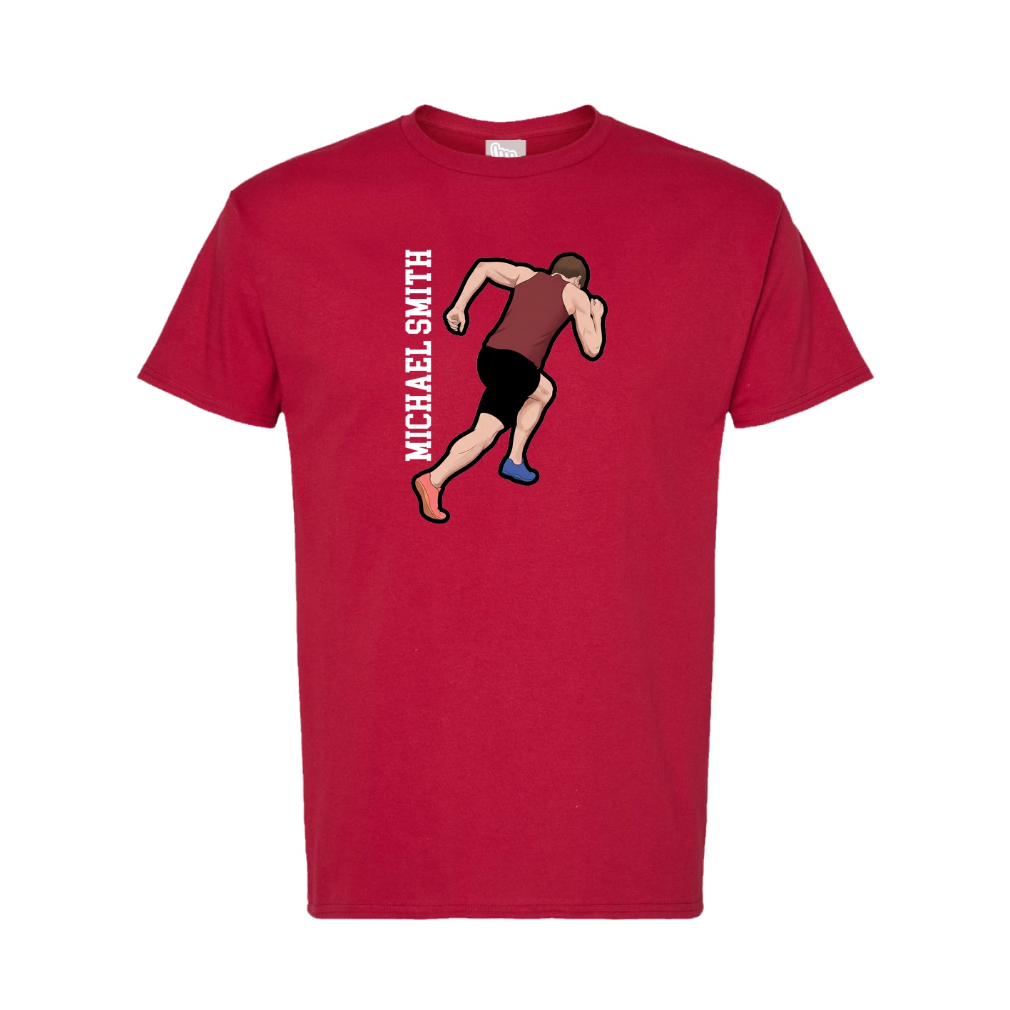 Tee — Name Vertical in Crimson