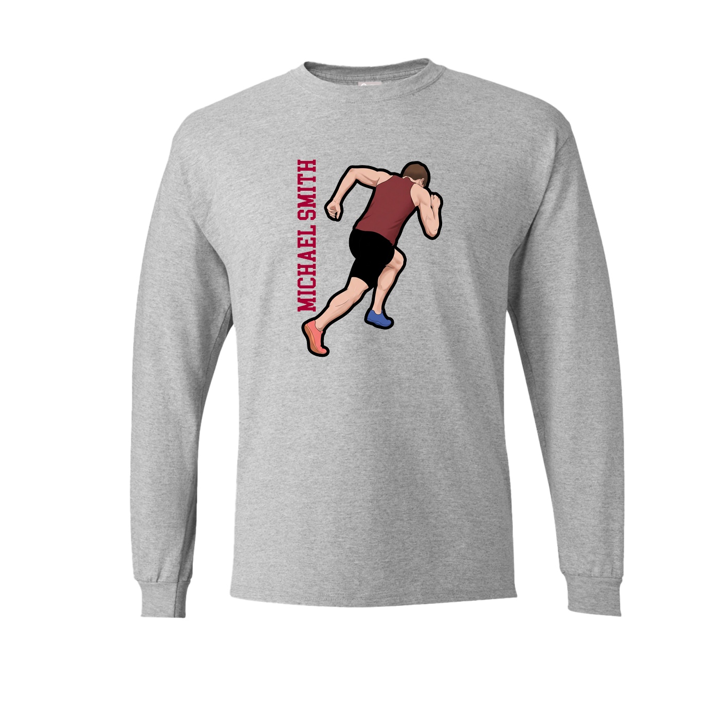 Long Sleeve Tee — Name Vertical in Grey