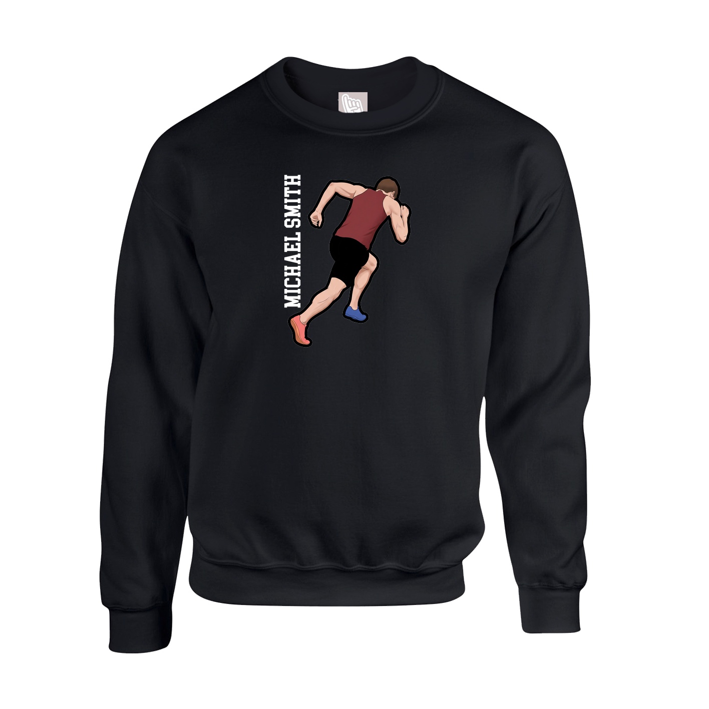 Fleece Crew — Name Vertical in Black