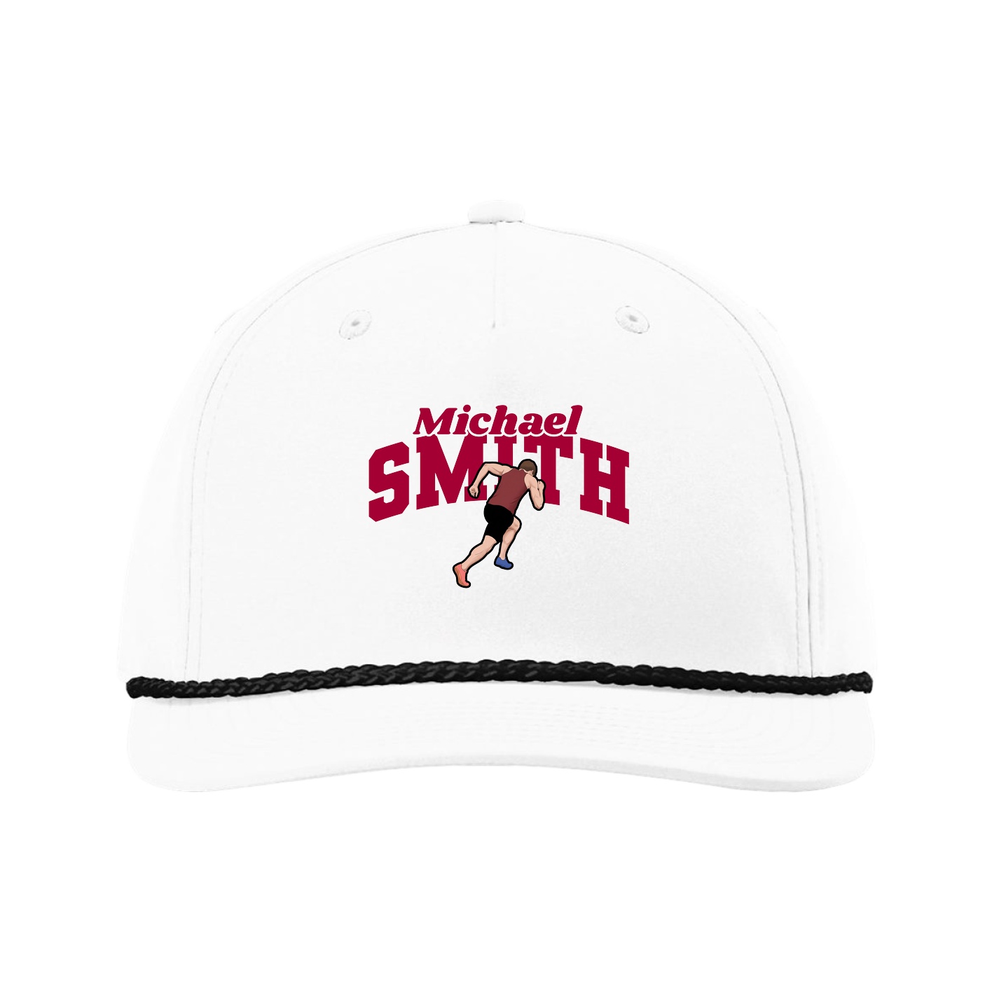 Five-Panel Classic Rope Cap — Signature Arch in White