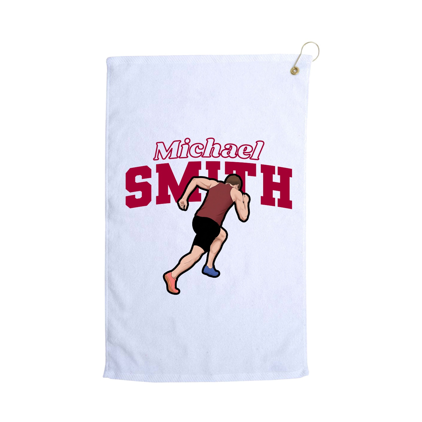 Golf Towel — Name Arch in White