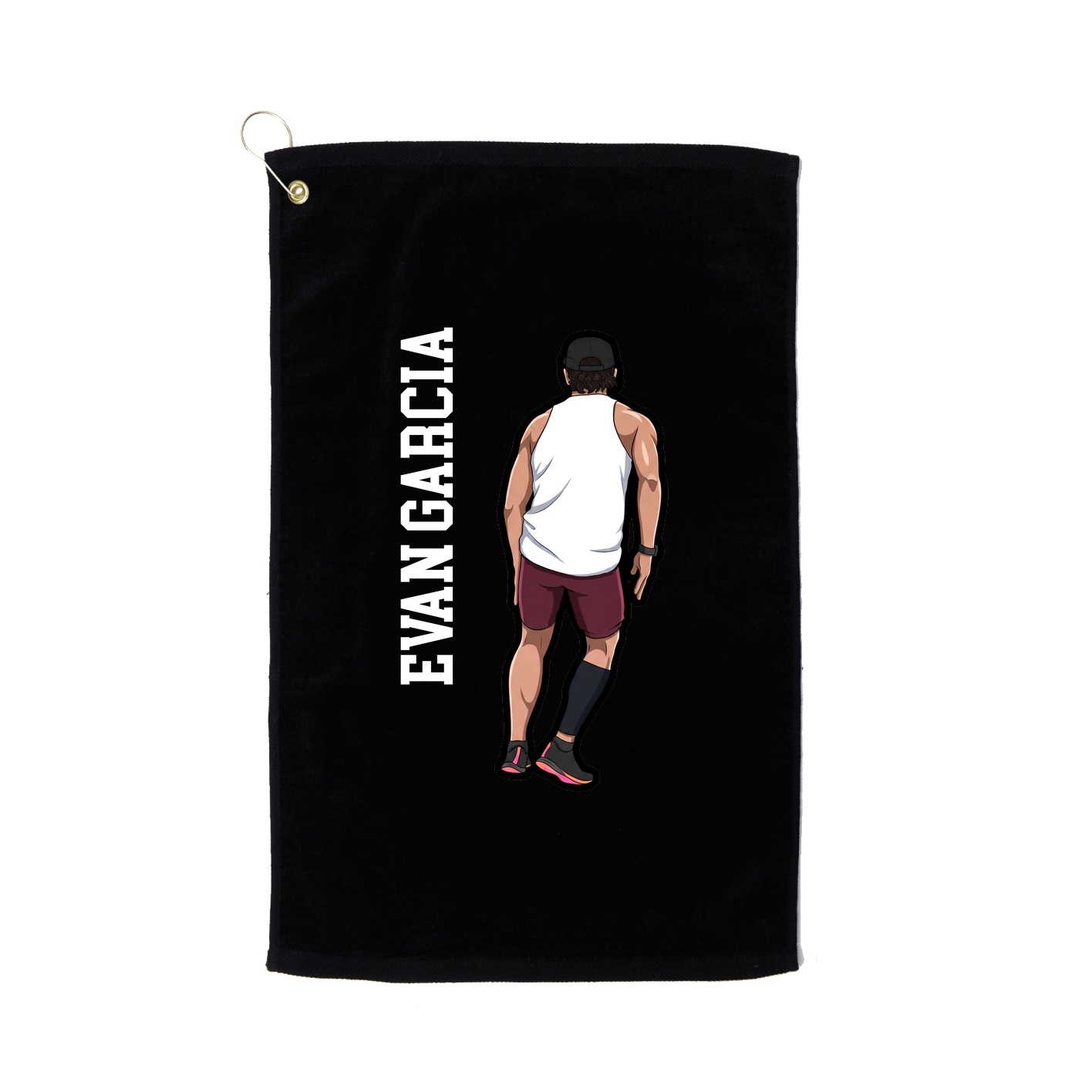 Golf Towel — Name Vertical in Black