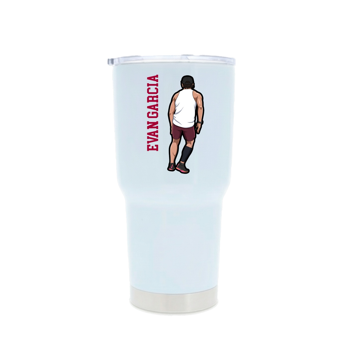 30oz Stainless Steel Tumbler — Name Vertical in White
