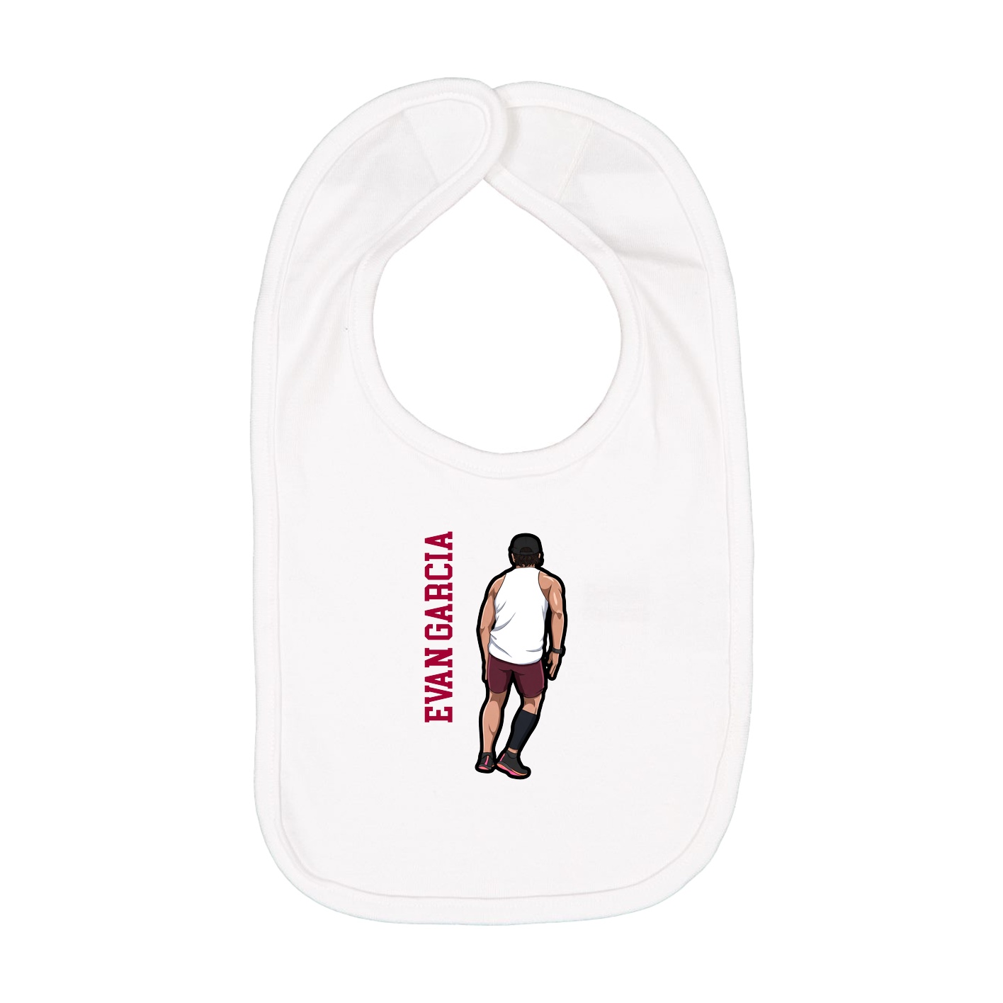Infant Bib — Name Vertical in White