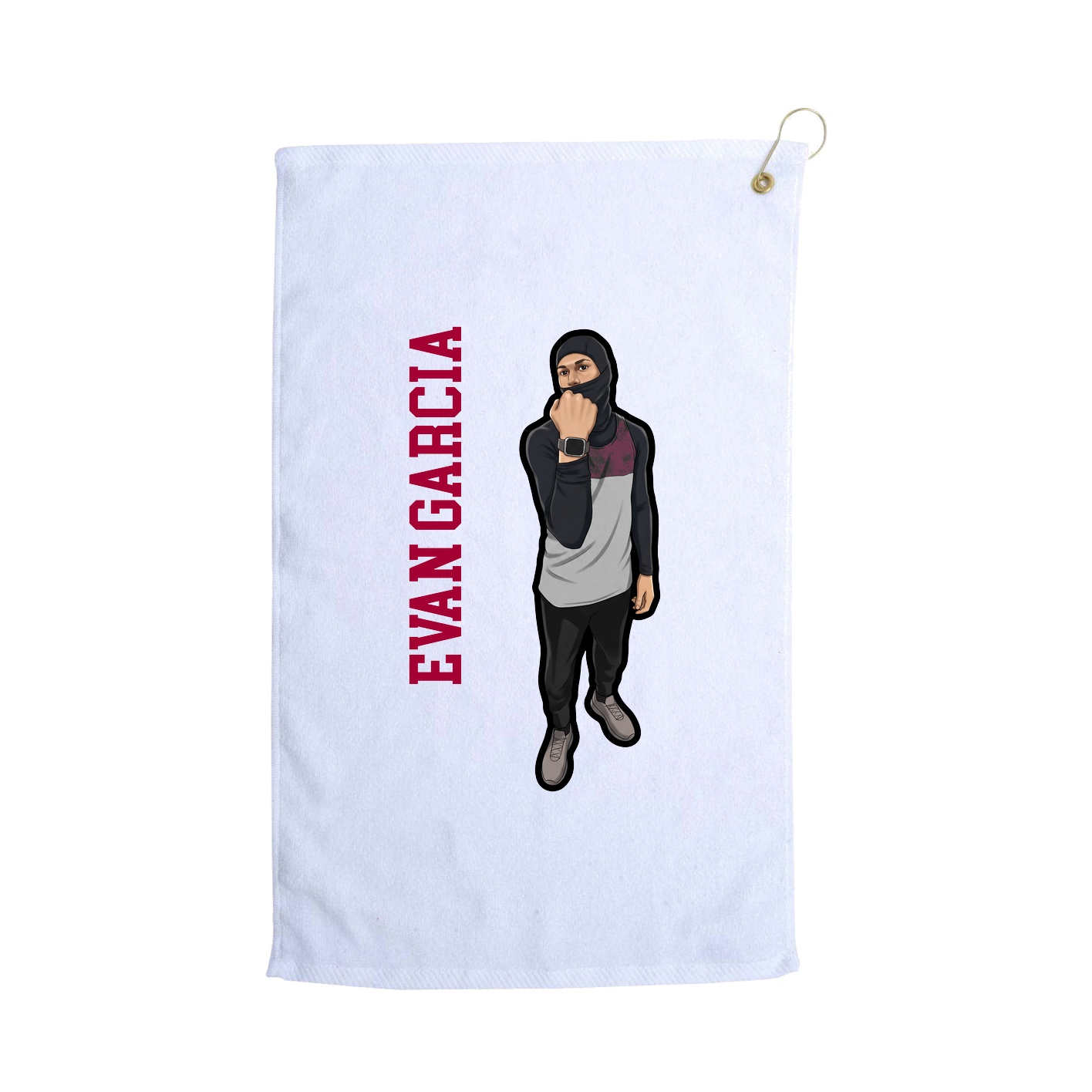 Golf Towel — Name Vertical in White
