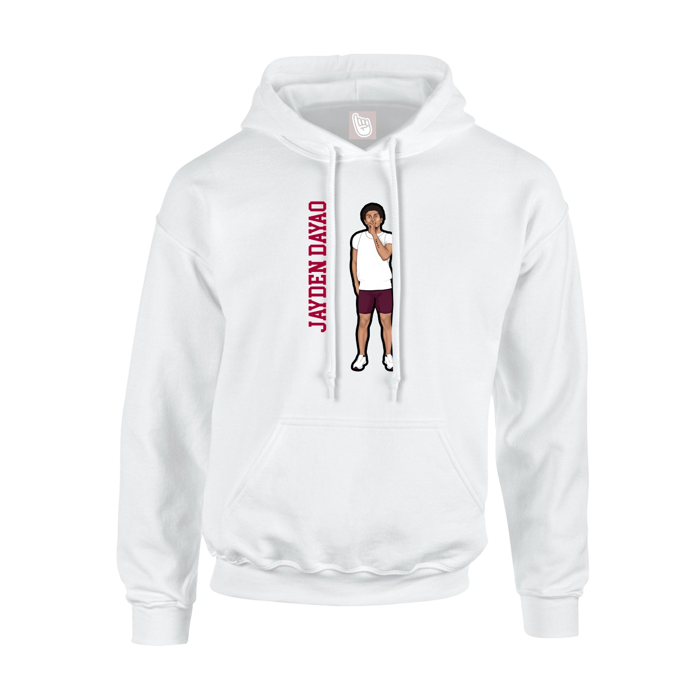 Youth Hoodie — Name Vertical in White