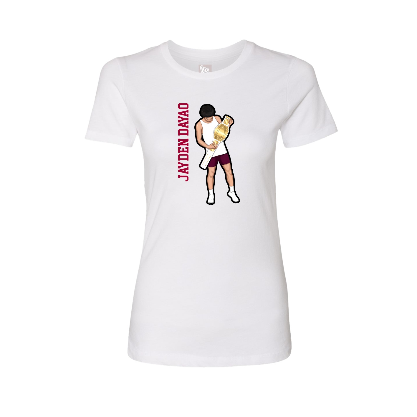 Fitted Women's Tee — Name Vertical in White