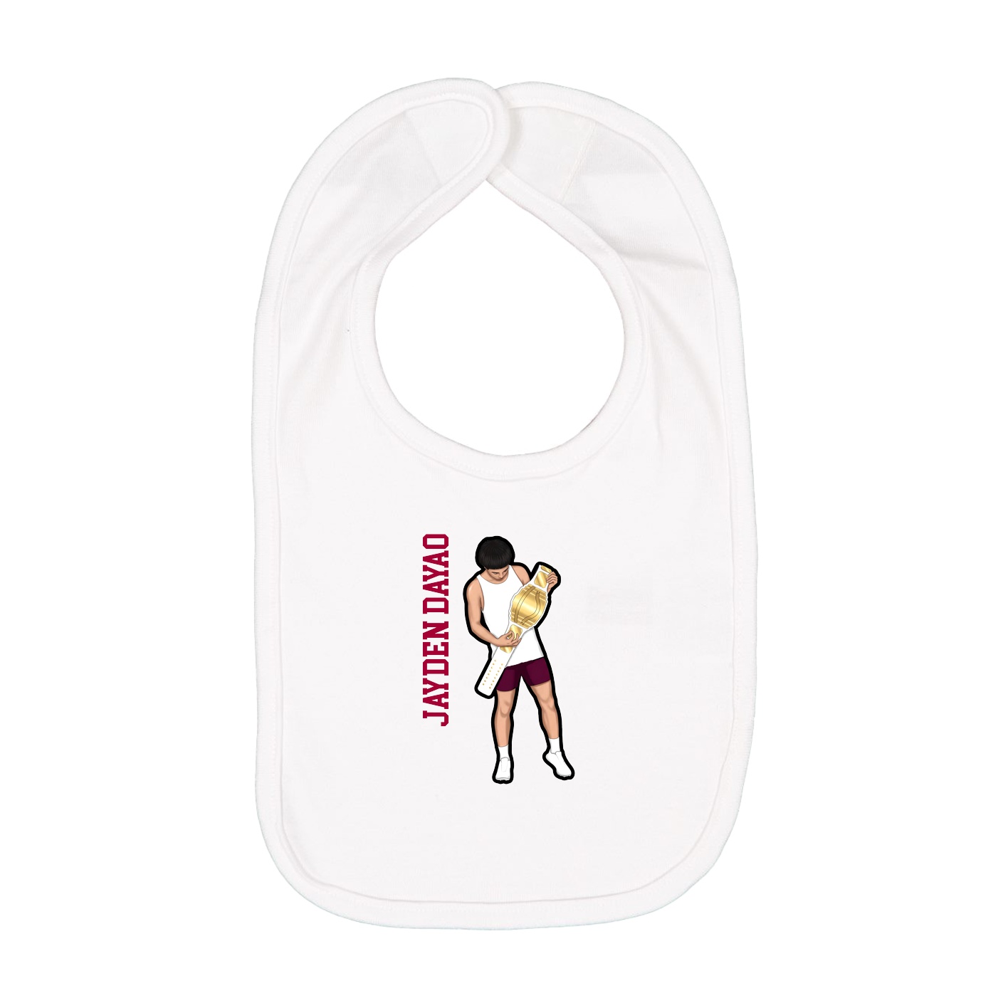 Infant Bib — Name Vertical in White
