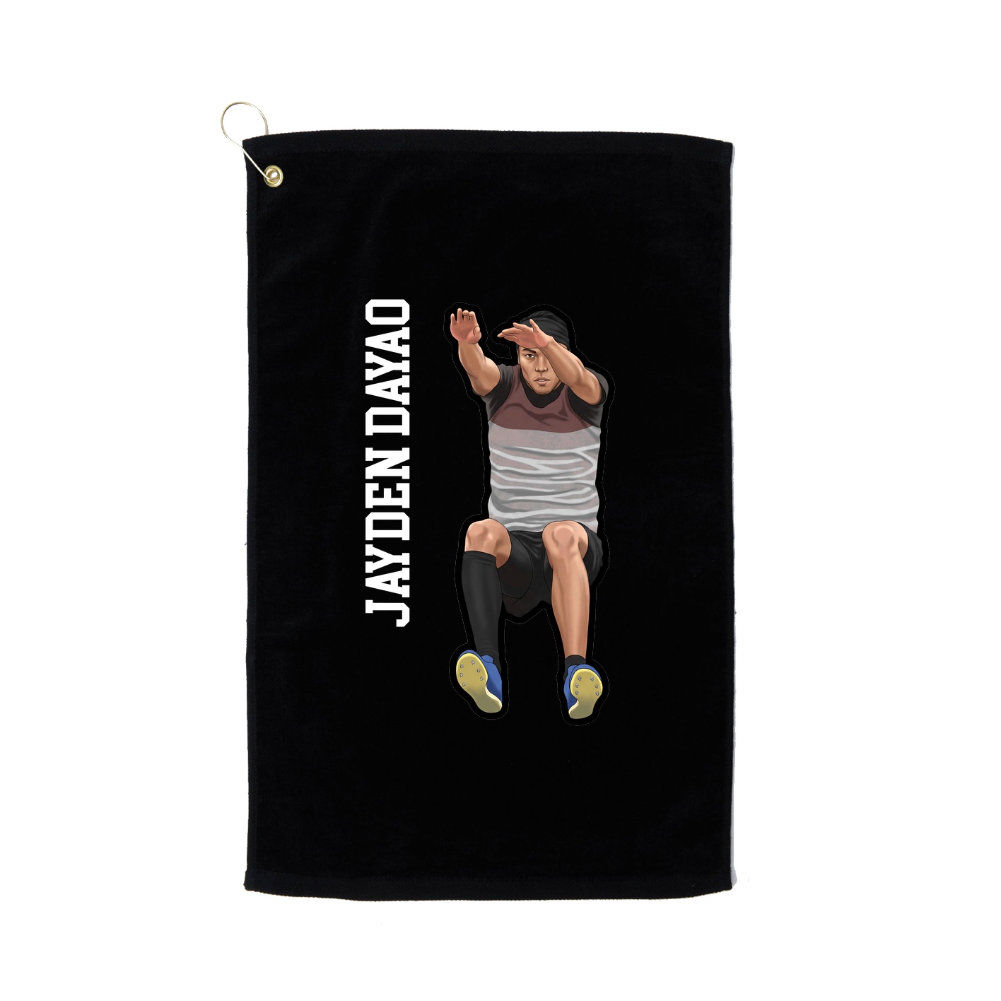 Golf Towel — Name Vertical in Black