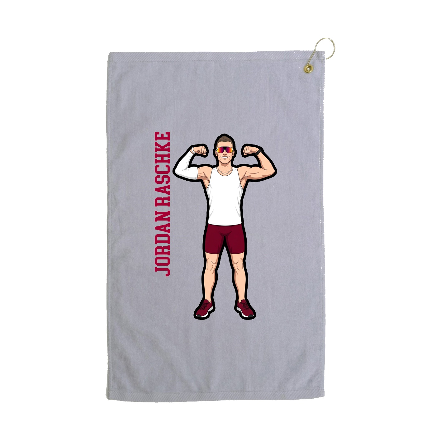 Golf Towel — Name Vertical in Grey