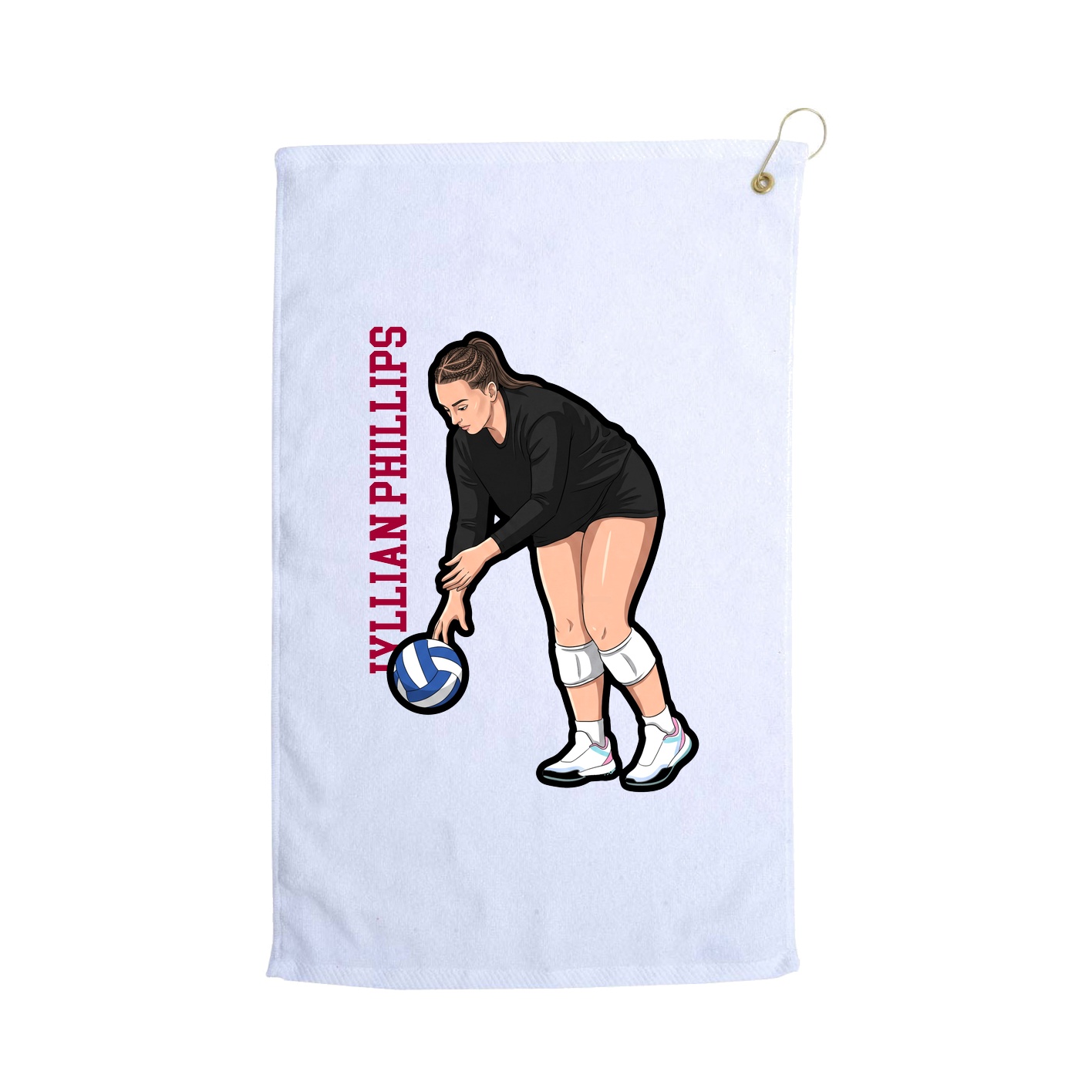 Golf Towel — Name Vertical in White