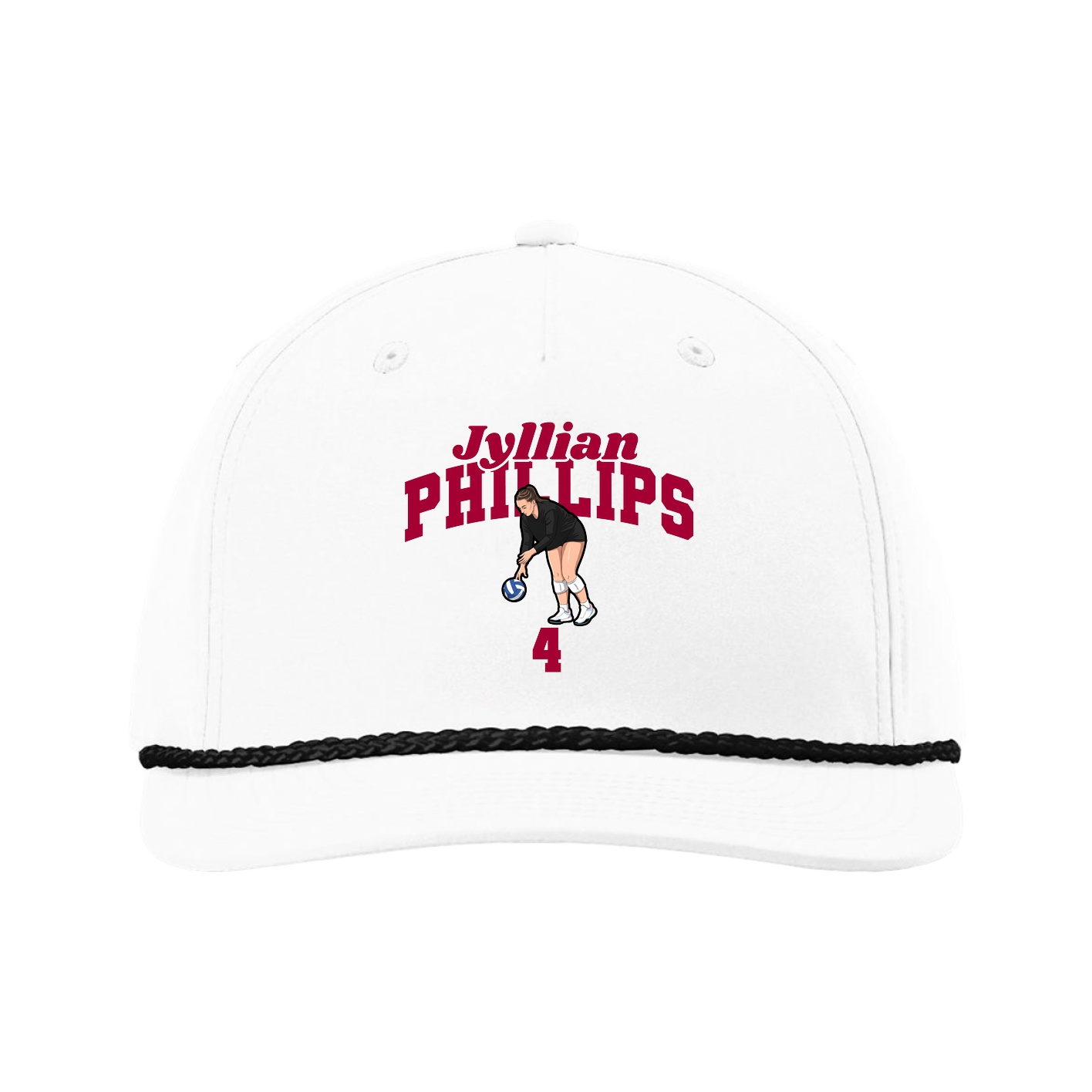 Five-Panel Classic Rope Cap — Signature Arch in White