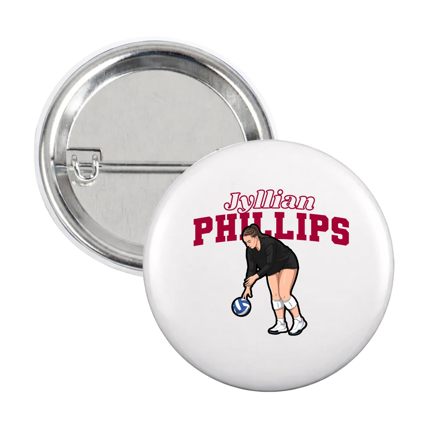 Game Day Button — Name Arch in White