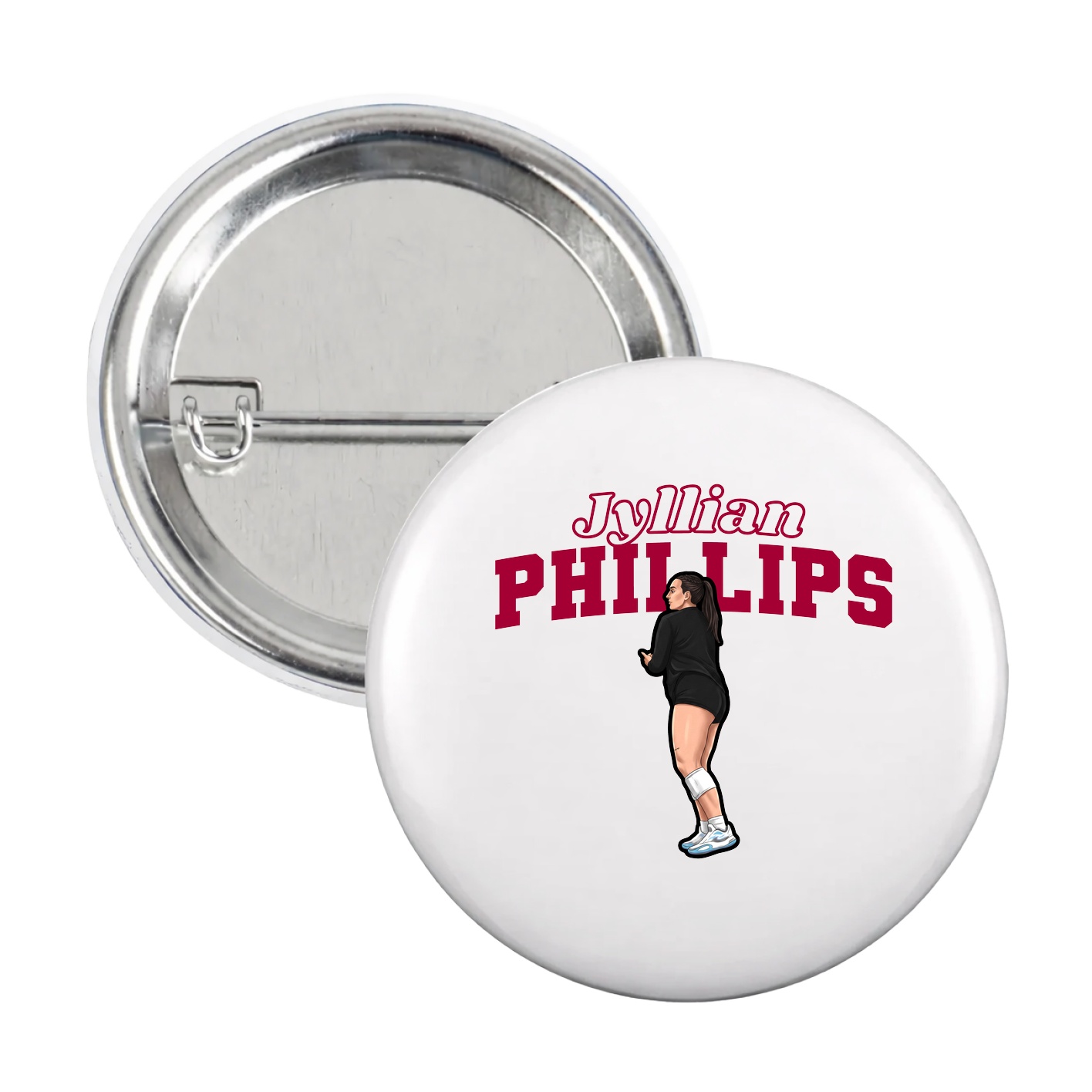 Game Day Button — Name Arch in White