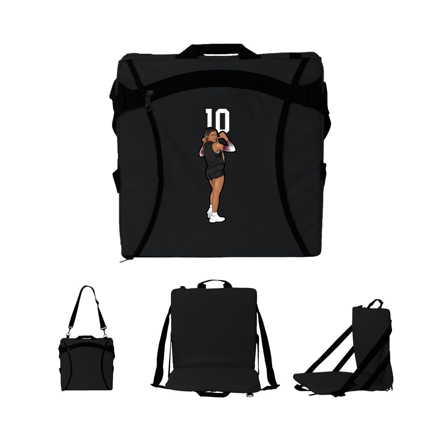 Folding Stadium Seat — Number Top in Black