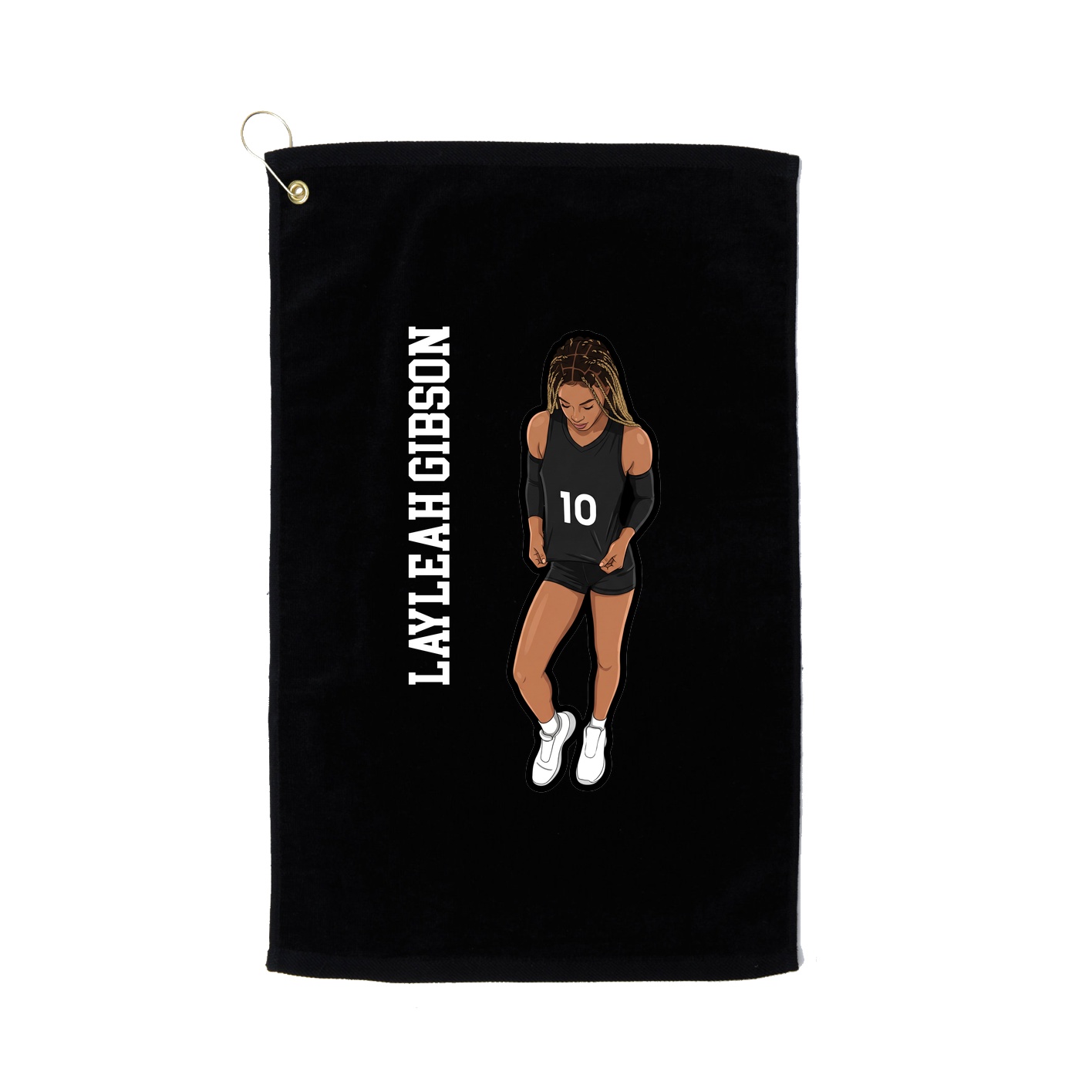 Golf Towel — Name Vertical in Black