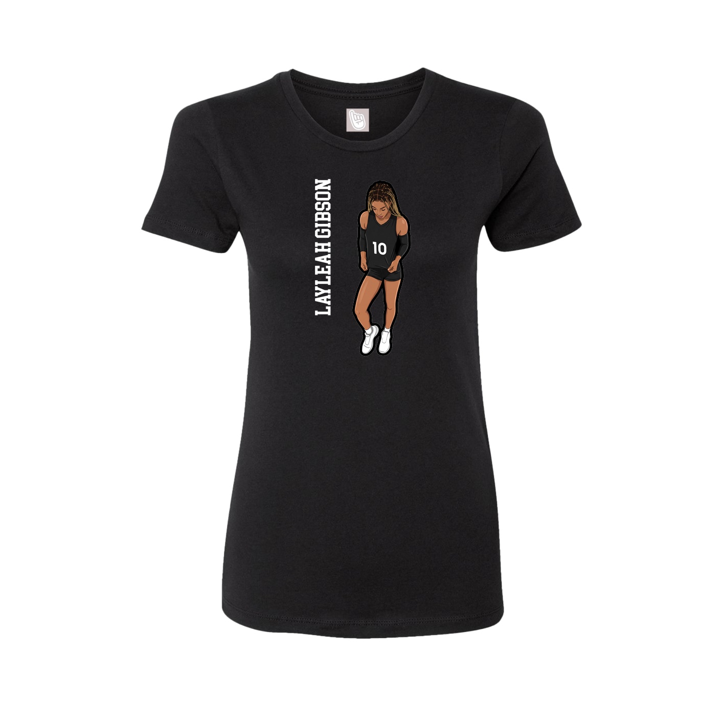 Fitted Women's Tee — Name Vertical in Black