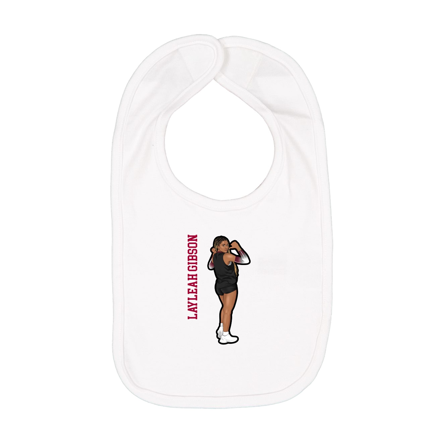 Infant Bib — Name Vertical in White