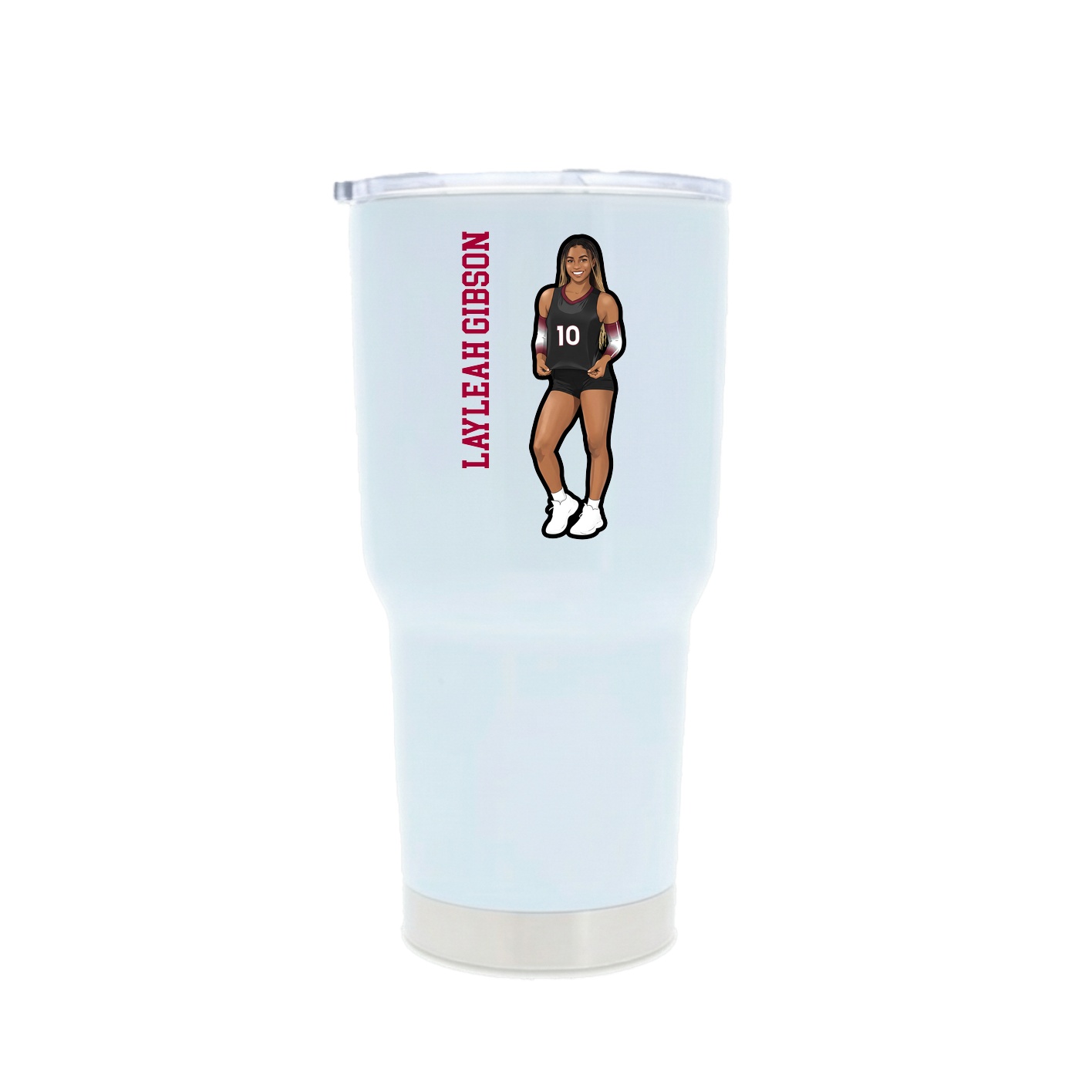 30oz Stainless Steel Tumbler — Name Vertical in White