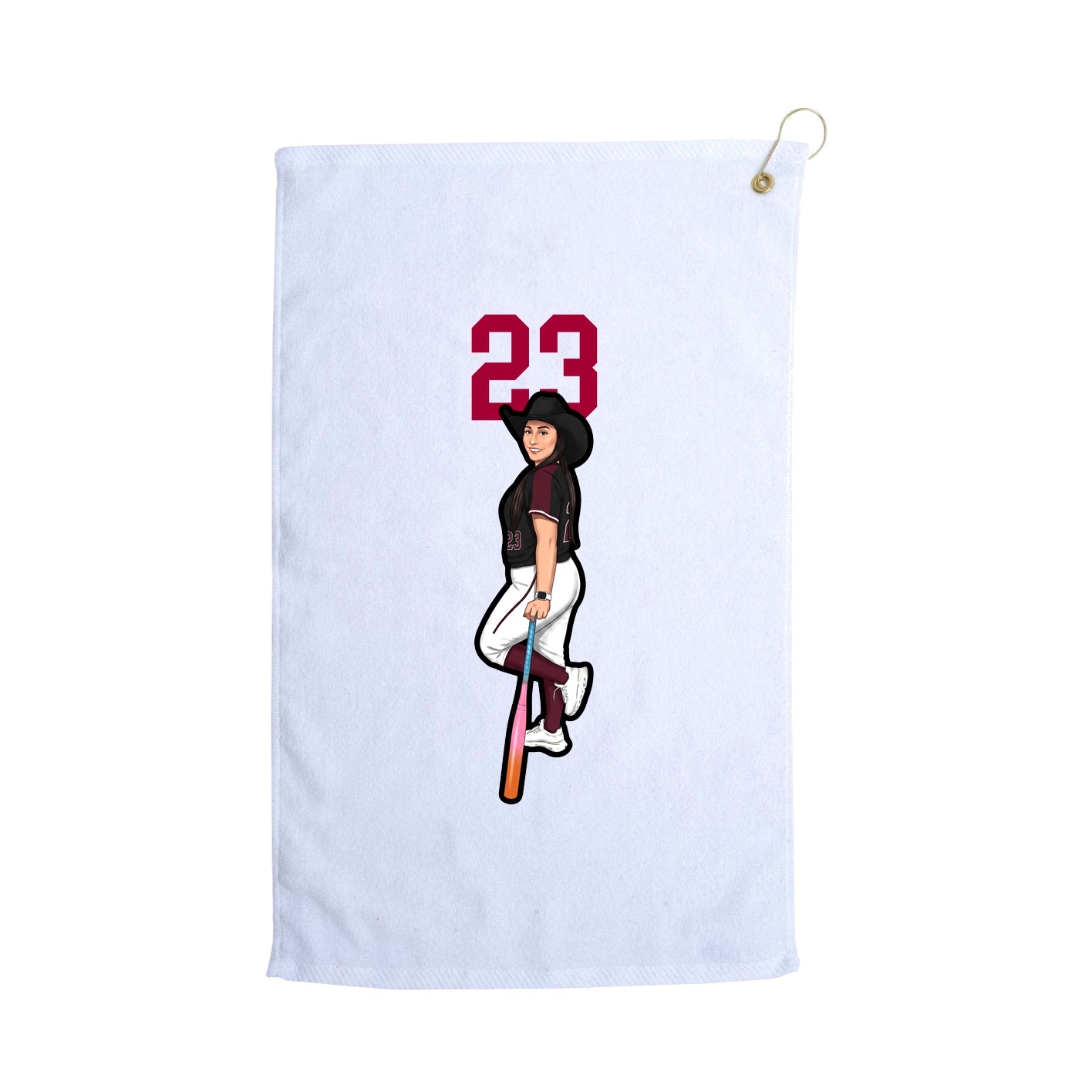 Golf Towel — Number Top in White