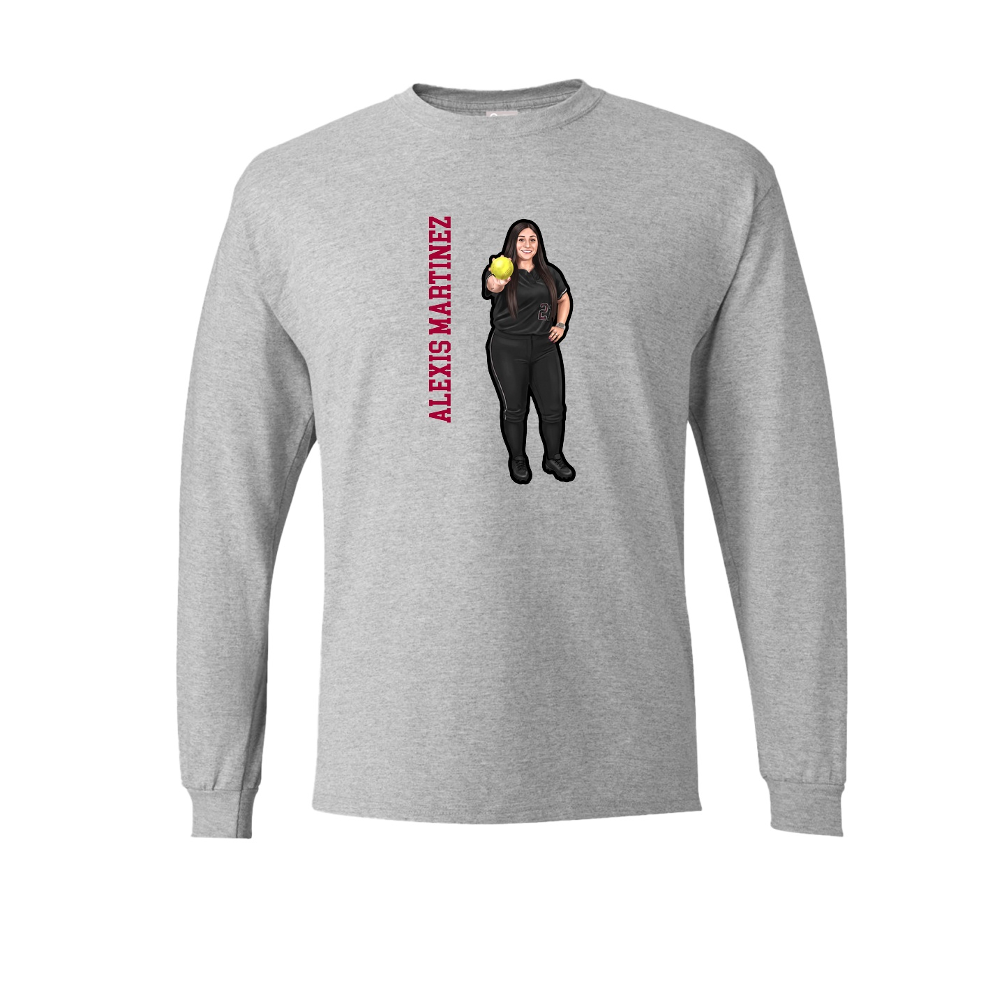 Long Sleeve Tee — Name Vertical in Grey