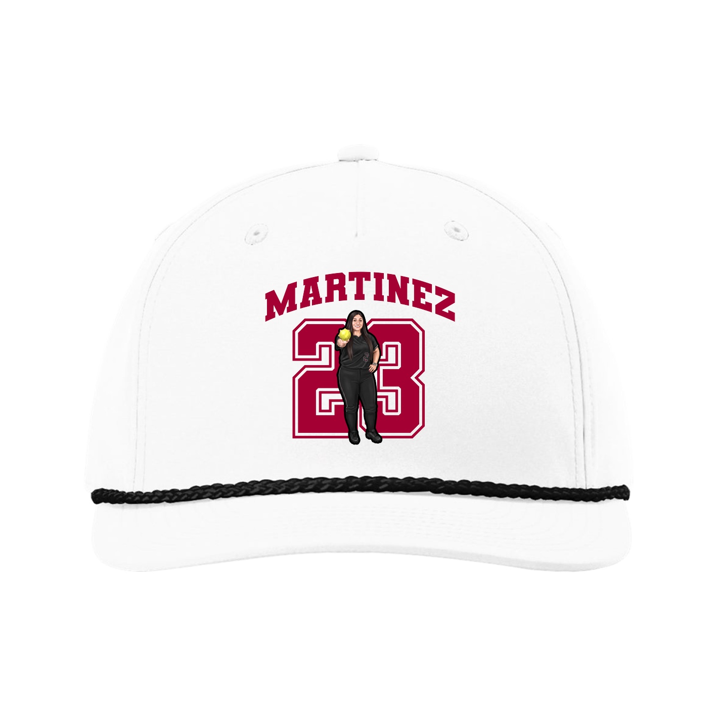 Five-Panel Classic Rope Cap — Number in White