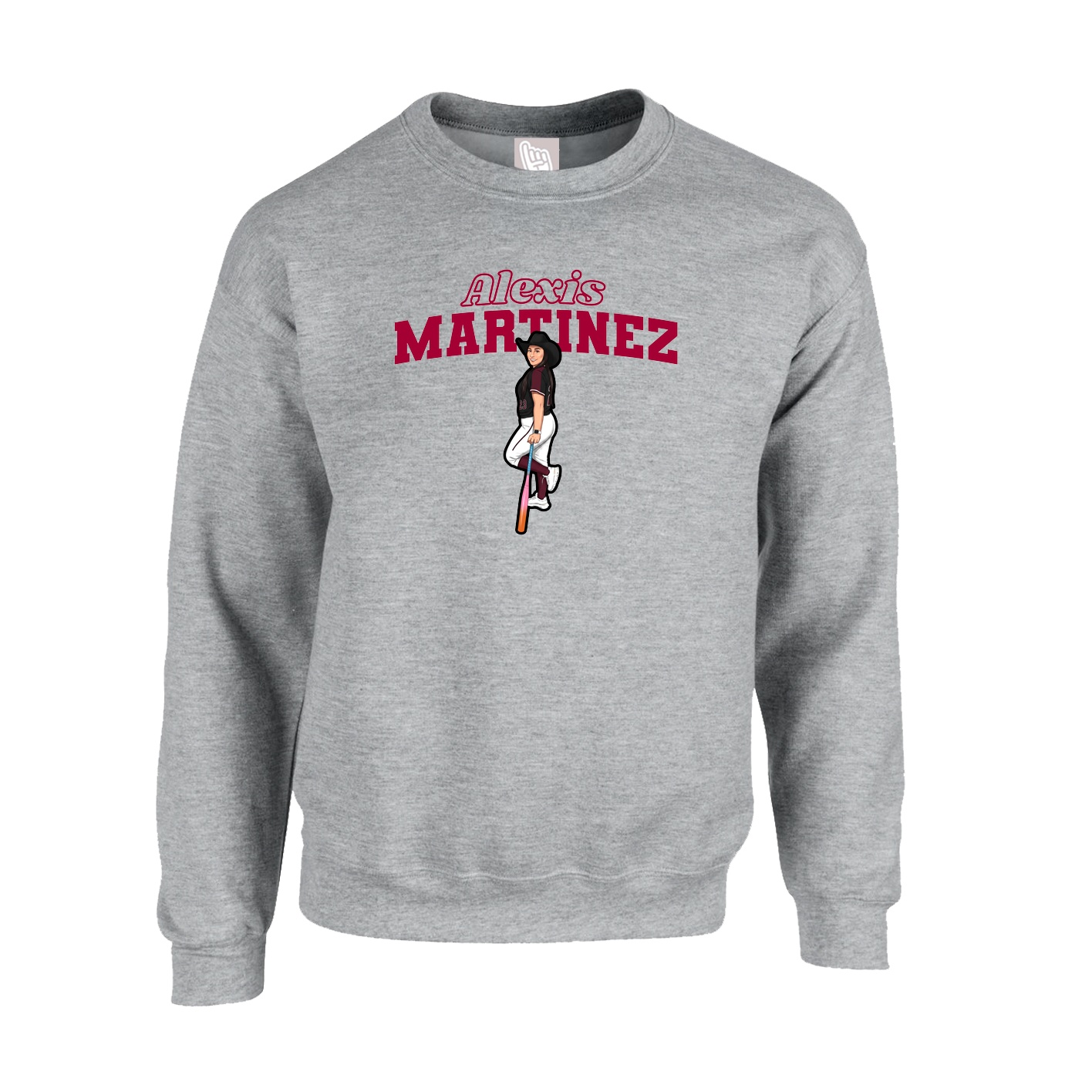 Fleece Crew — Name Arch in Grey