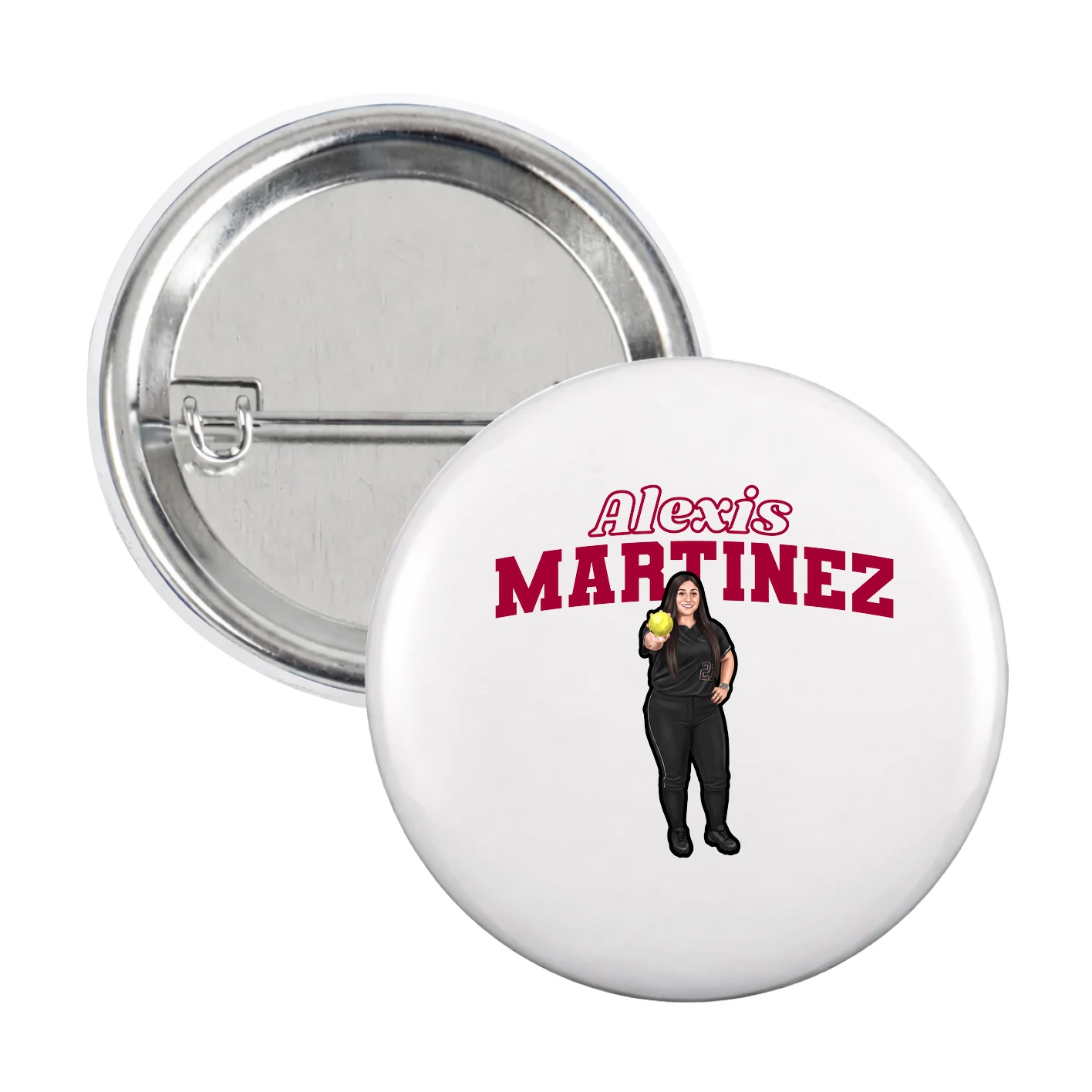 Game Day Button — Name Arch in White