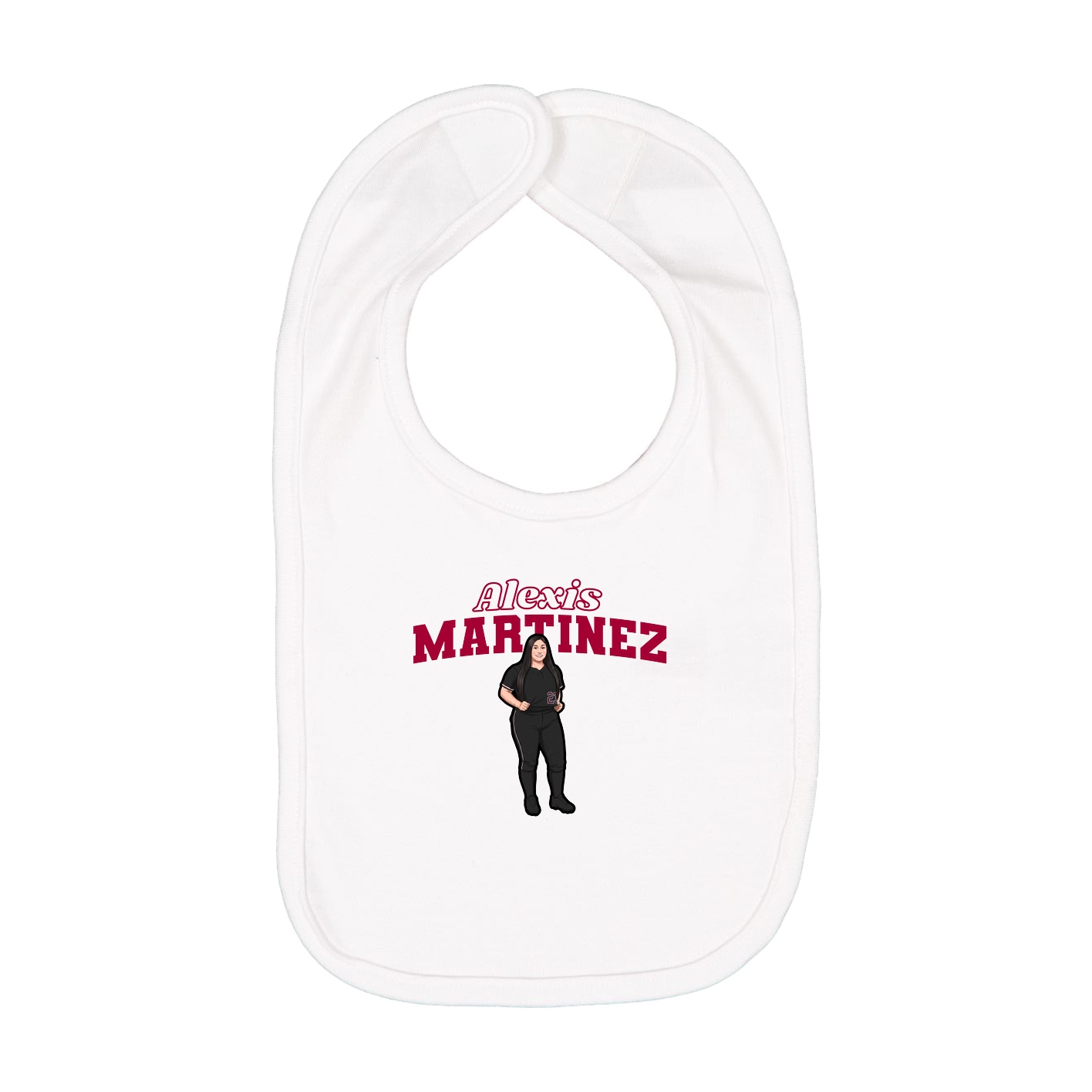 Infant Bib — Name Arch in White