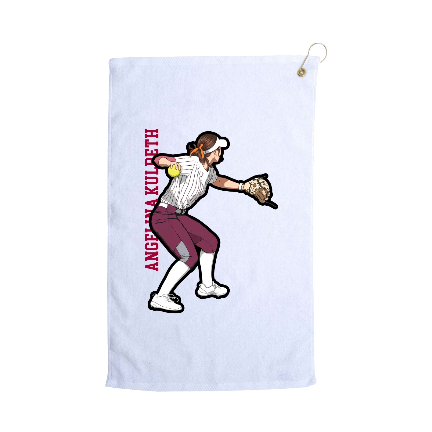 Golf Towel — Name Vertical in White