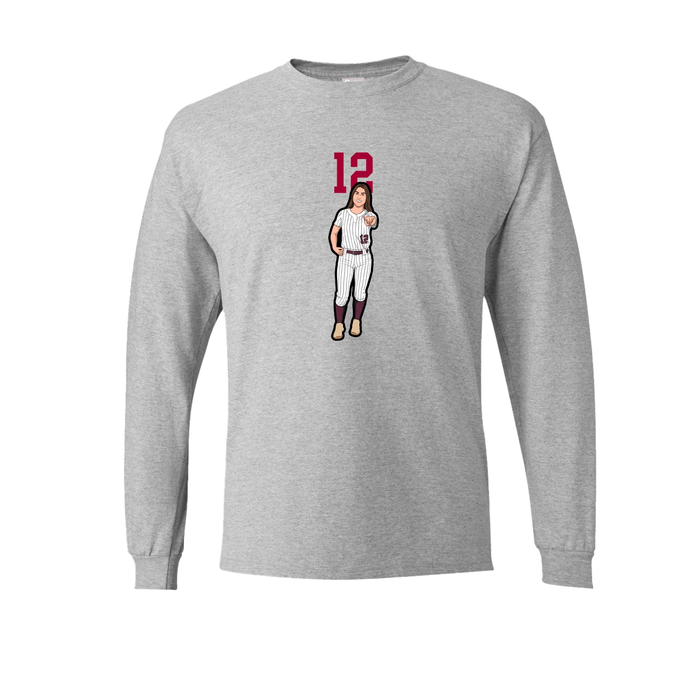 Long Sleeve Tee — Number Top in Grey