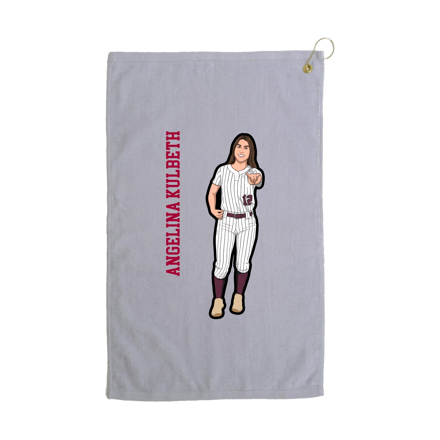 Golf Towel — Name Vertical in Grey
