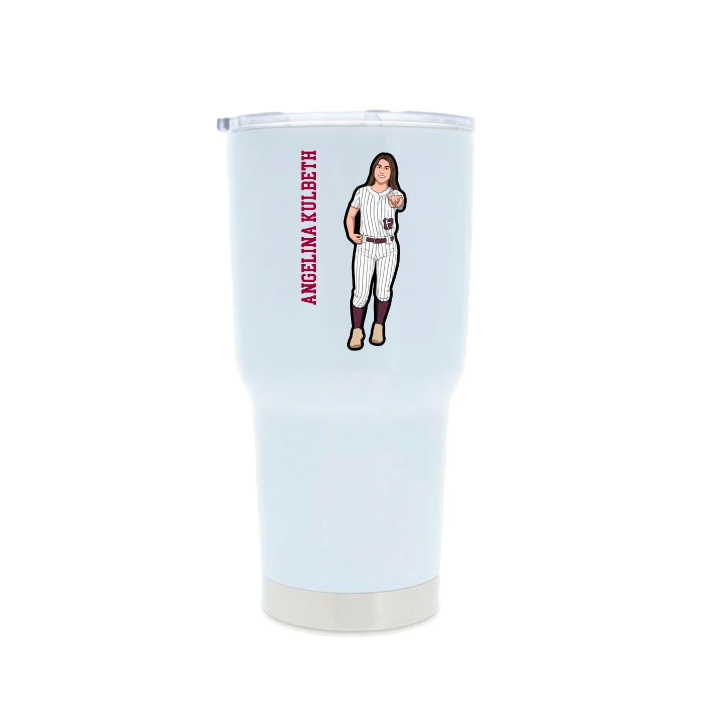 30oz Stainless Steel Tumbler — Name Vertical in White
