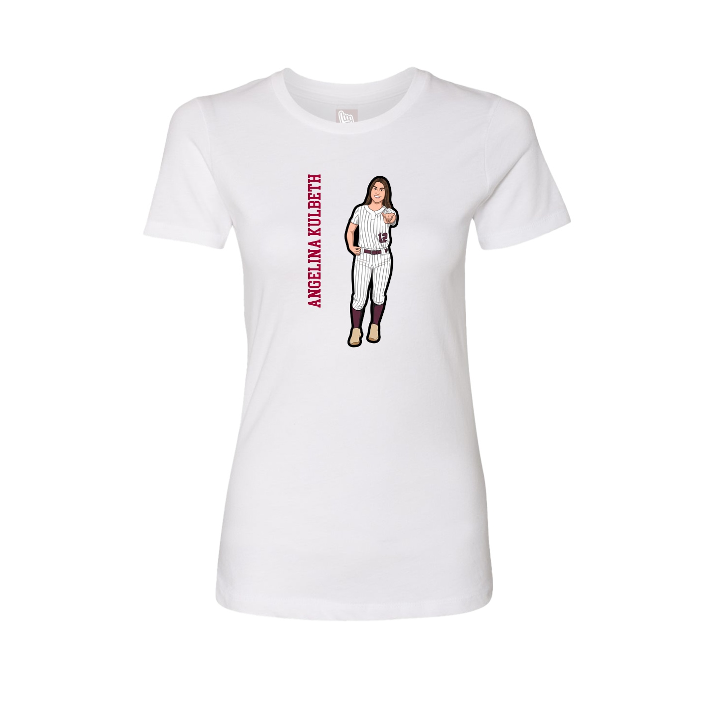 Fitted Women's Tee — Name Vertical in White