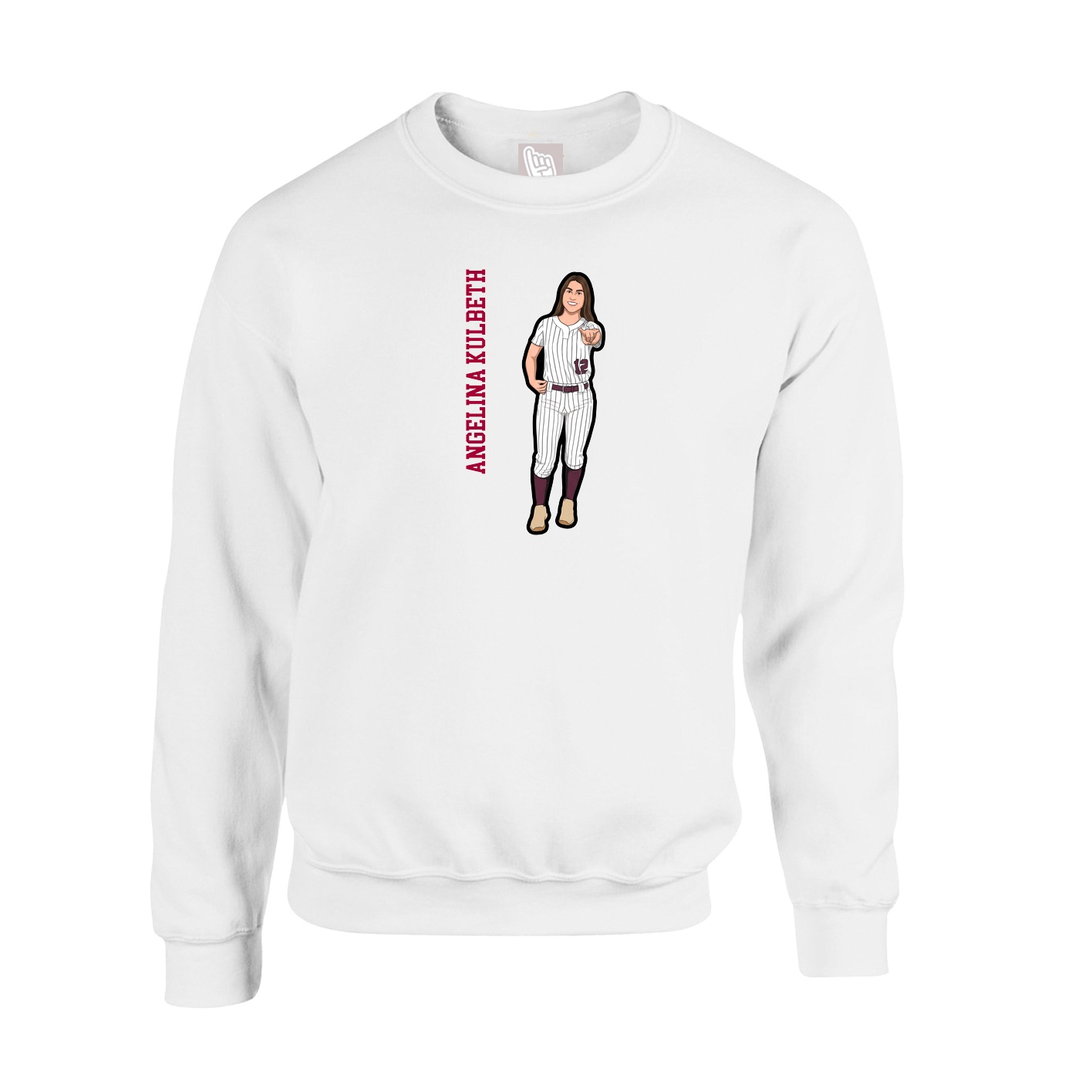 Fleece Crew — Name Vertical in White