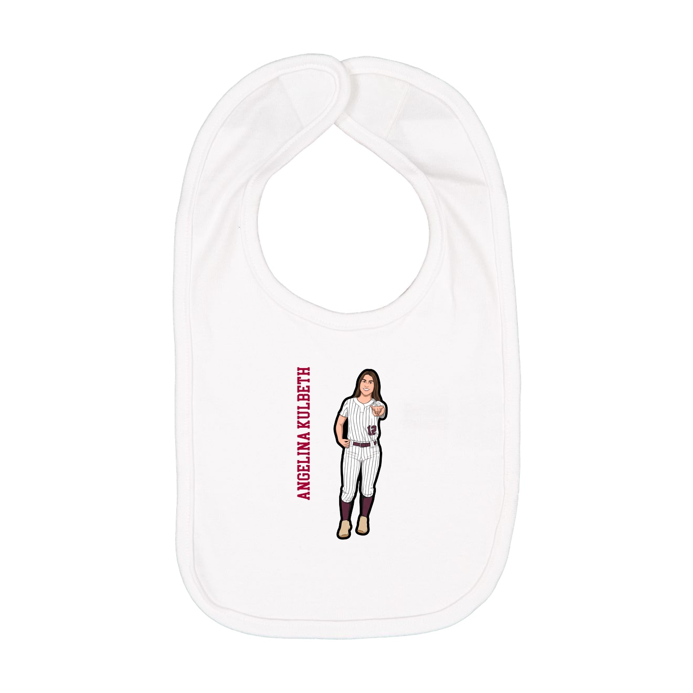 Infant Bib — Name Vertical in White