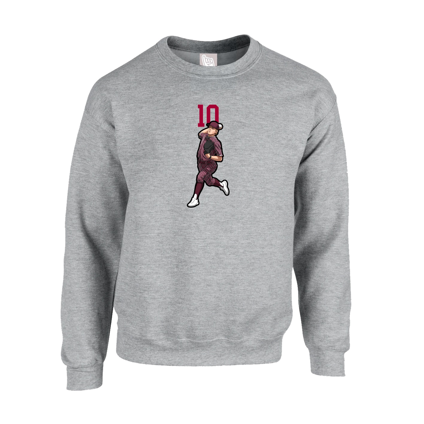 Fleece Crew — Number Top in Grey