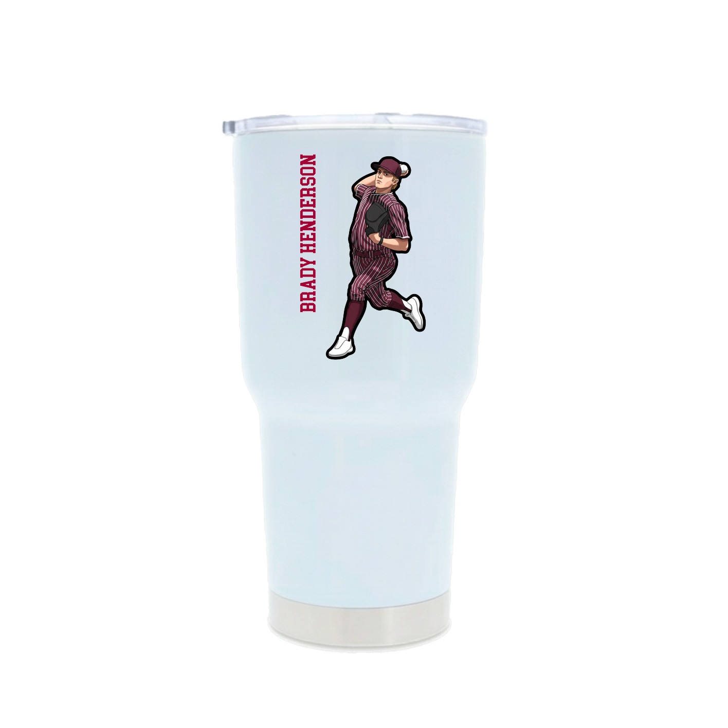 30oz Stainless Steel Tumbler — Name Vertical in White