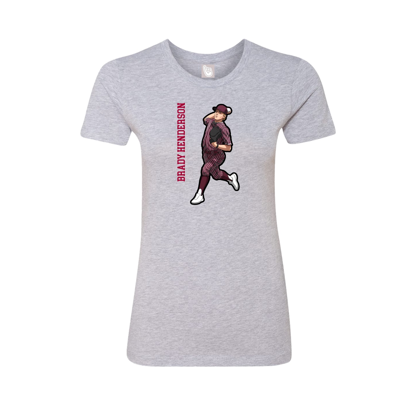 Fitted Women's Tee — Name Vertical in Grey