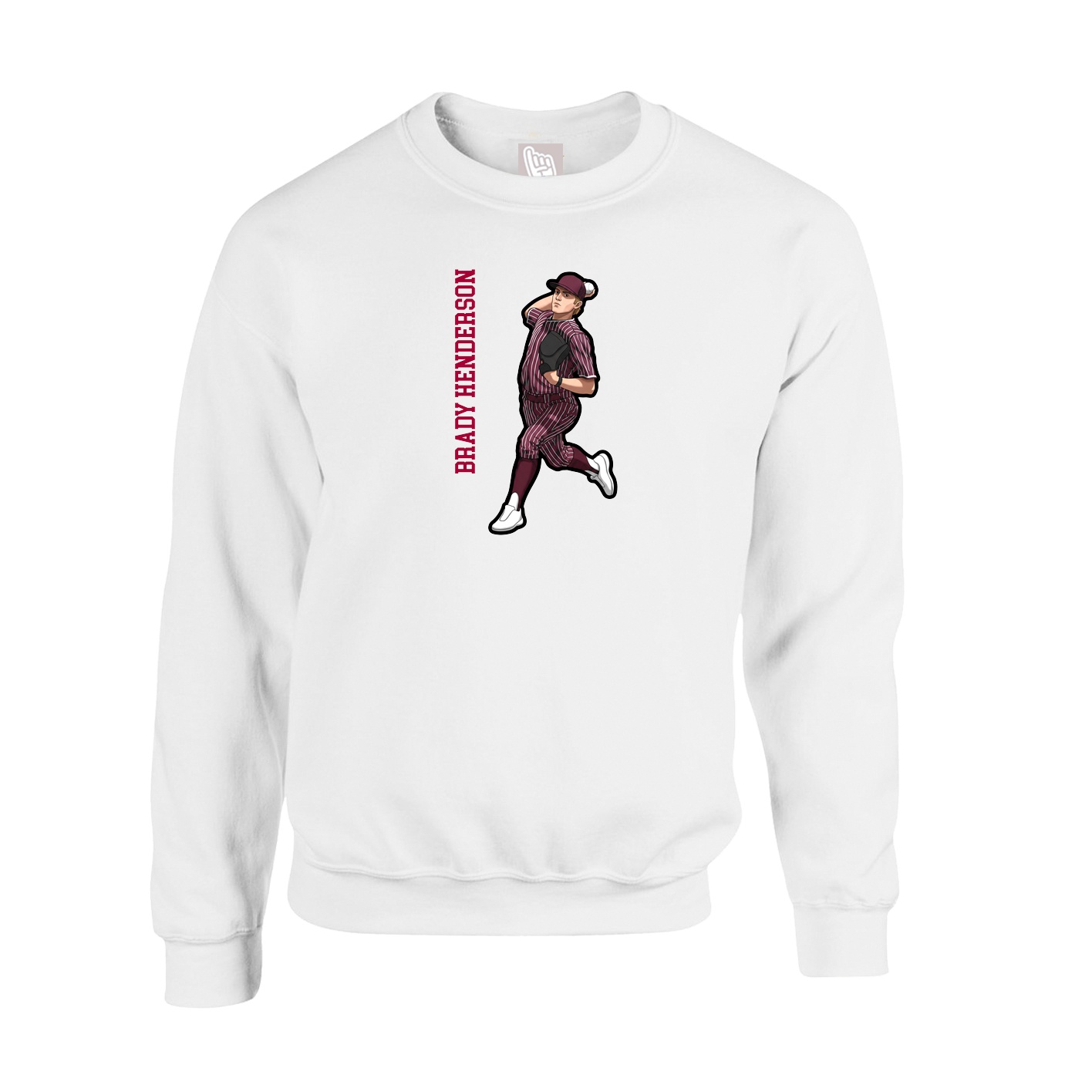Fleece Crew — Name Vertical in White