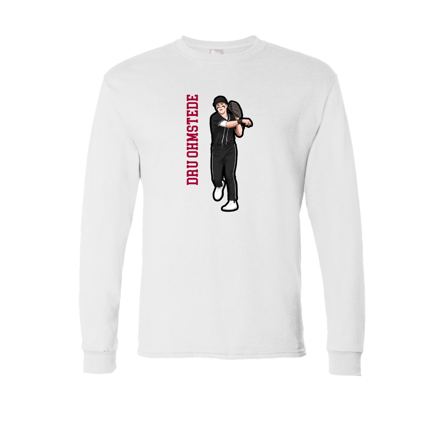Long Sleeve Tee — Name Vertical in White